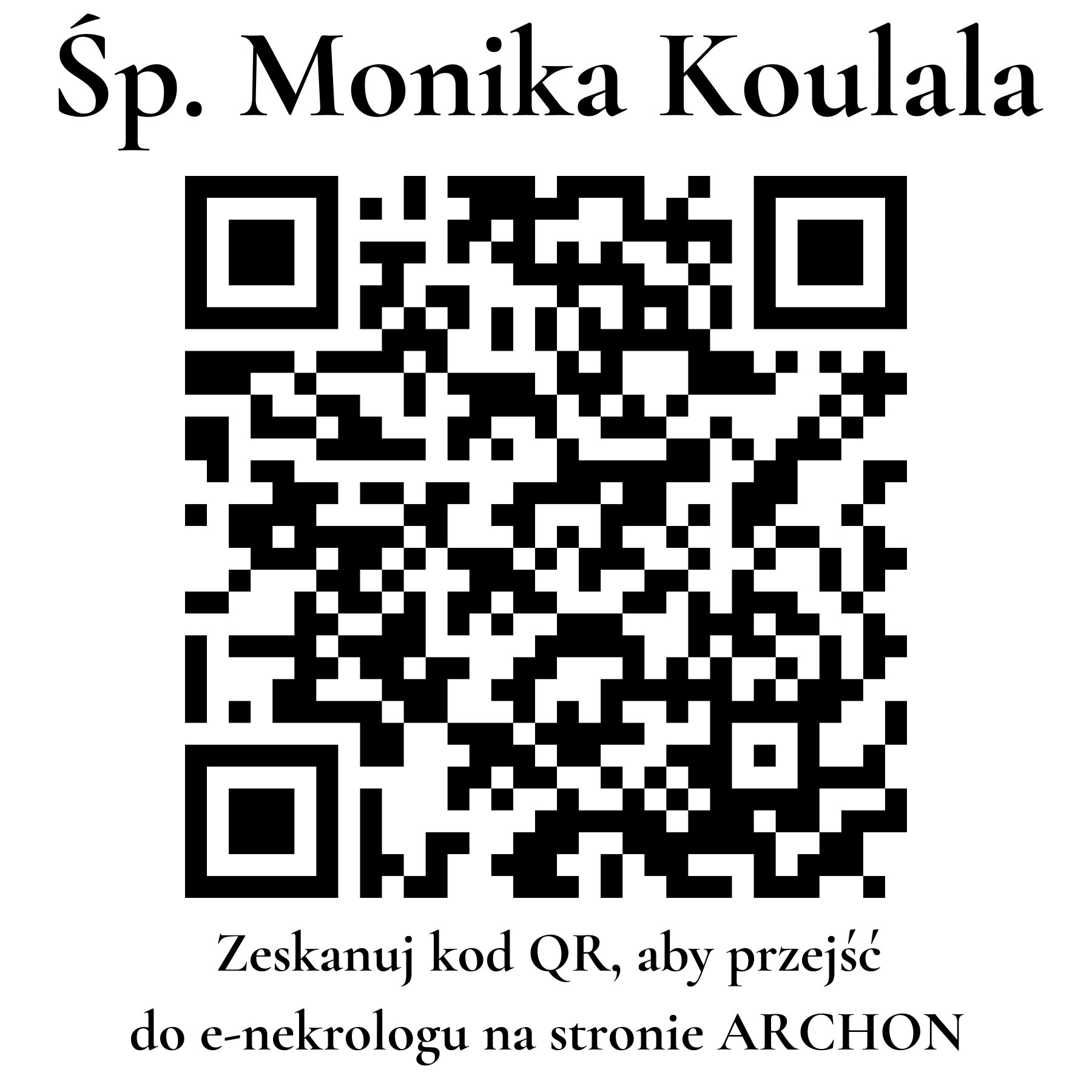 Kod QR do nekrologu Monika Koulala