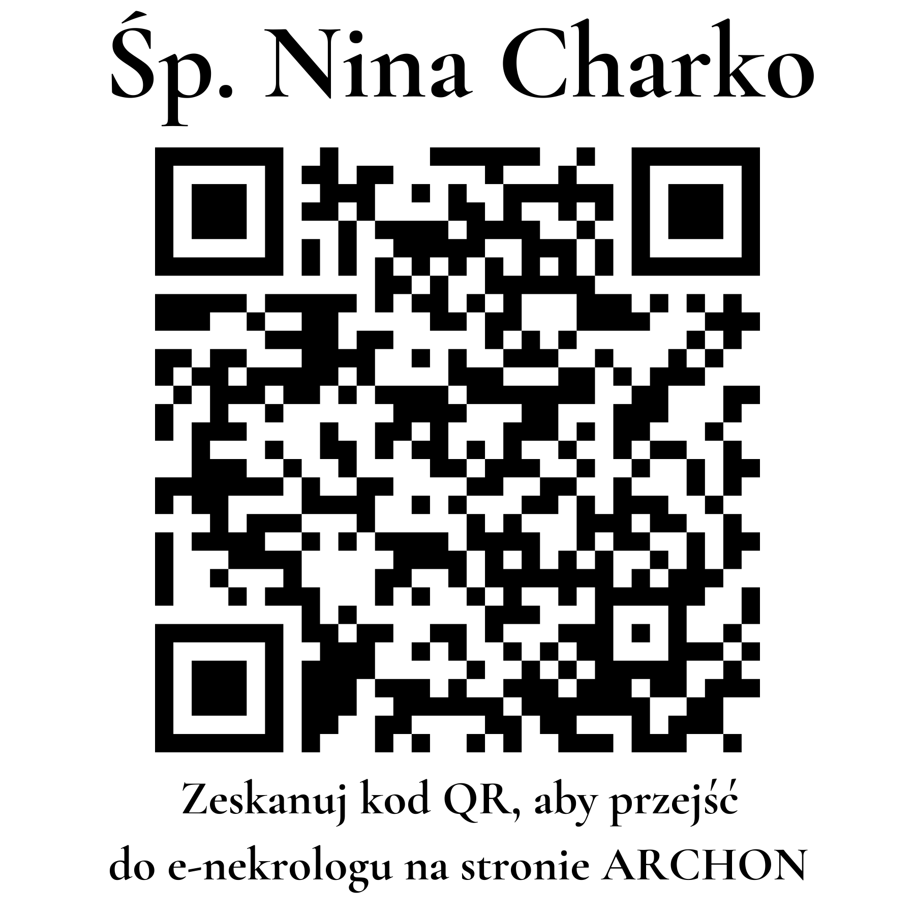 Kod QR do nekrologu Nina Charko
