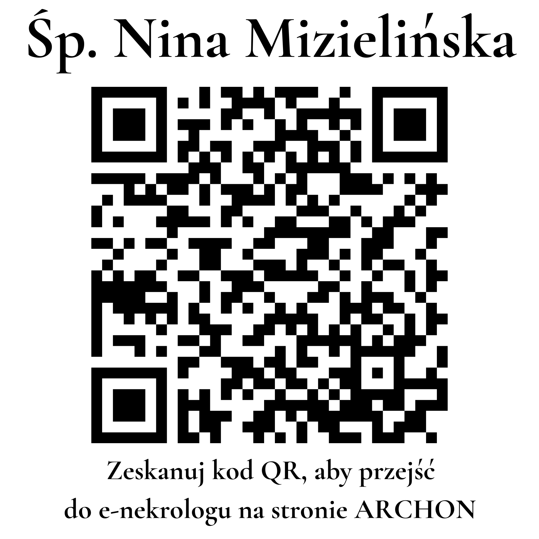 Kod QR do nekrologu Nina Mizielińska
