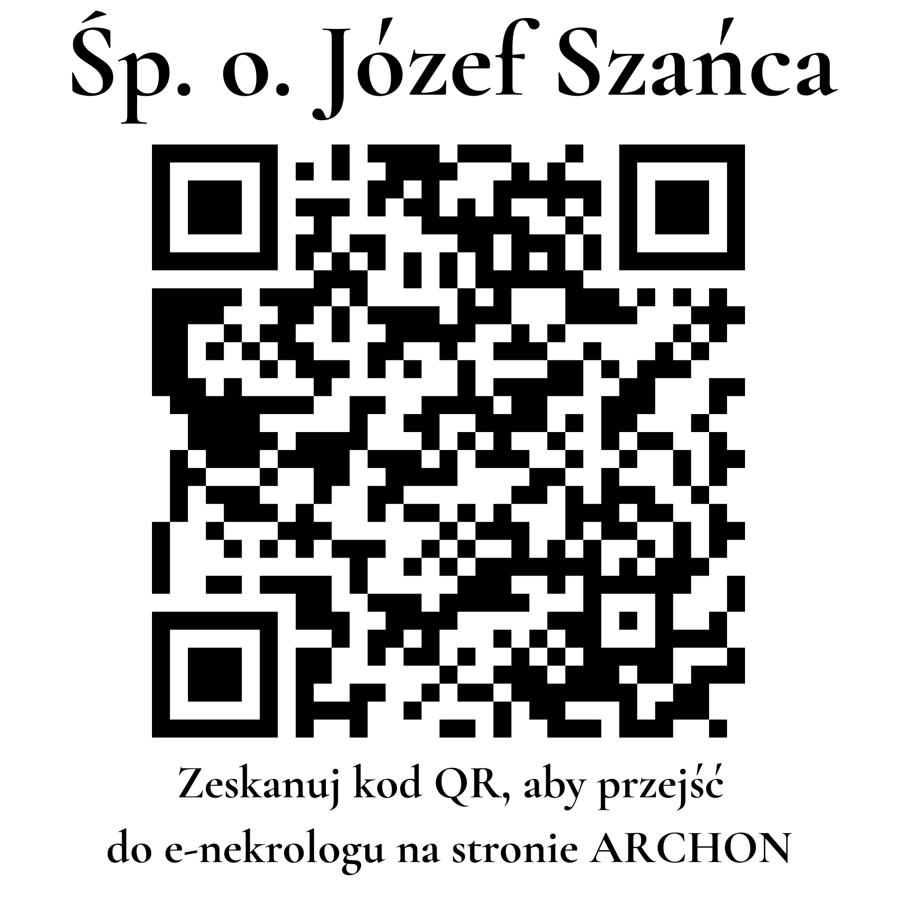 Kod QR do nekrologu o. Józef Szańca