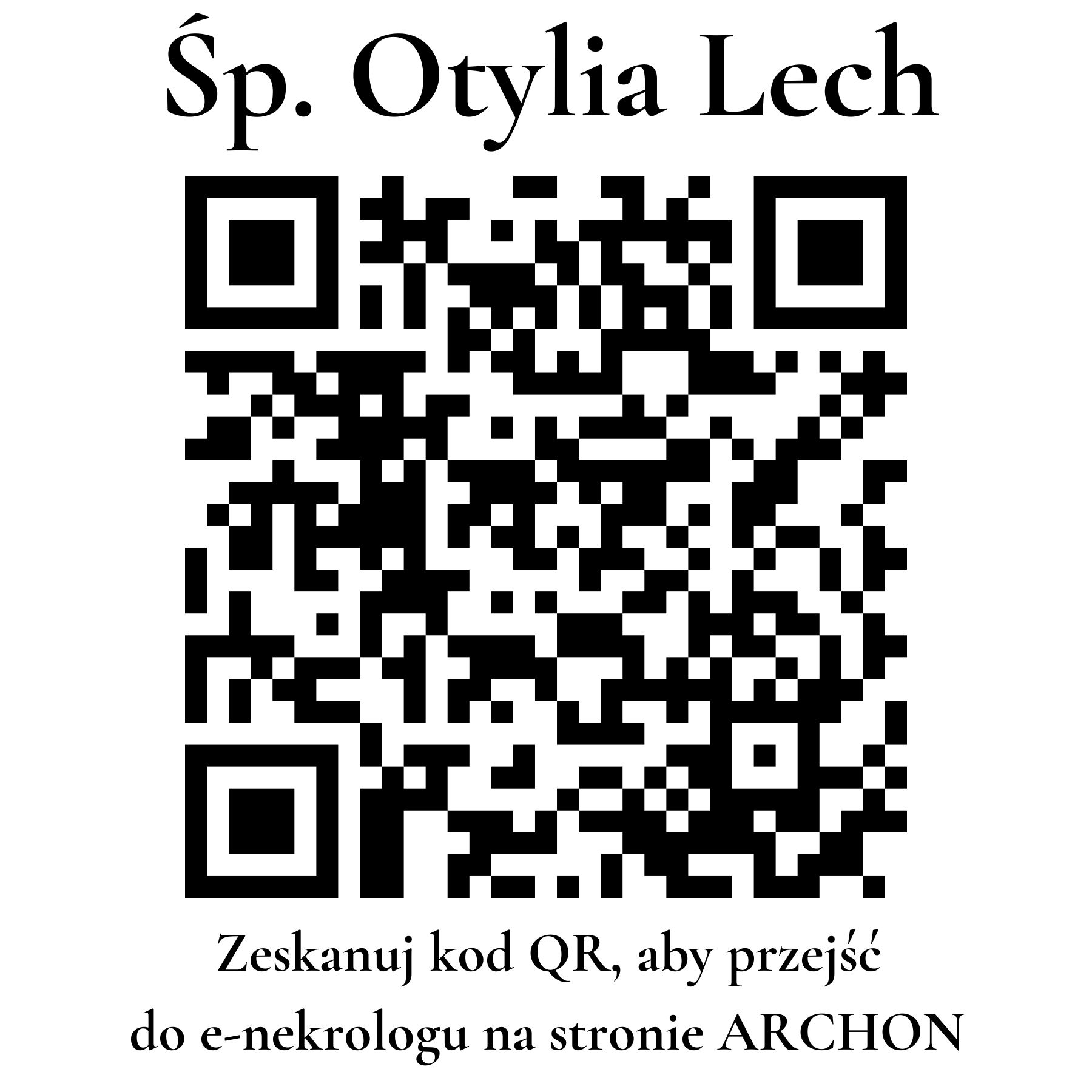 Kod QR do nekrologu Otylia Lech Kod QR do nekrologu Otylia Lech