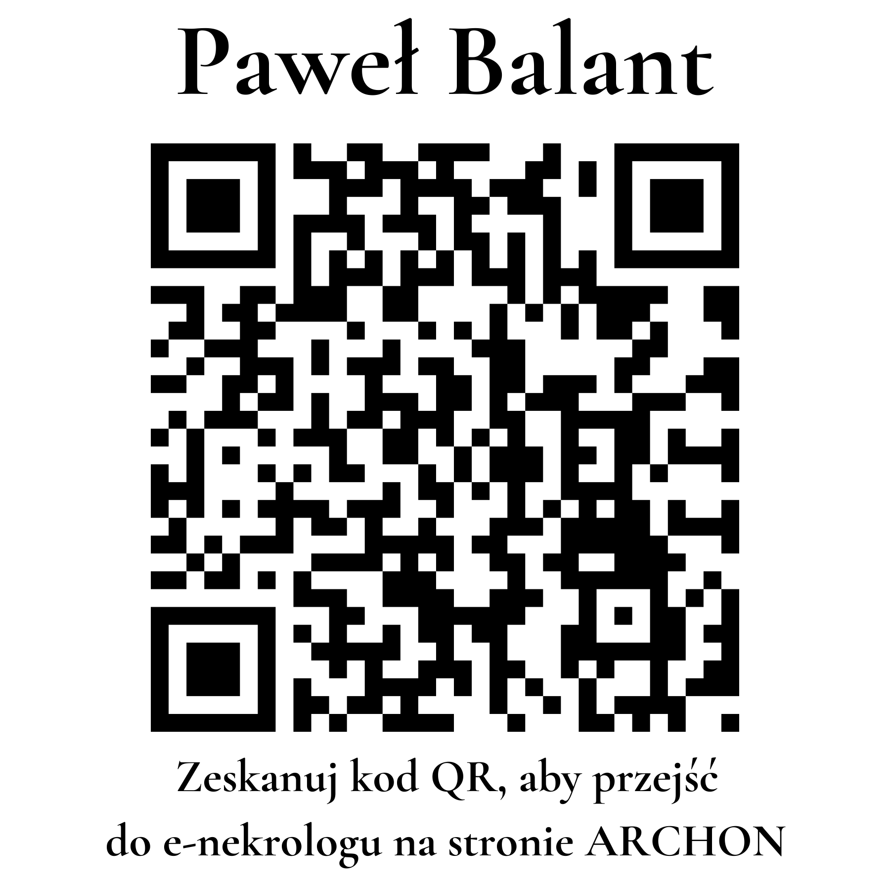 Kod QR do nekrologu Paweł Balant