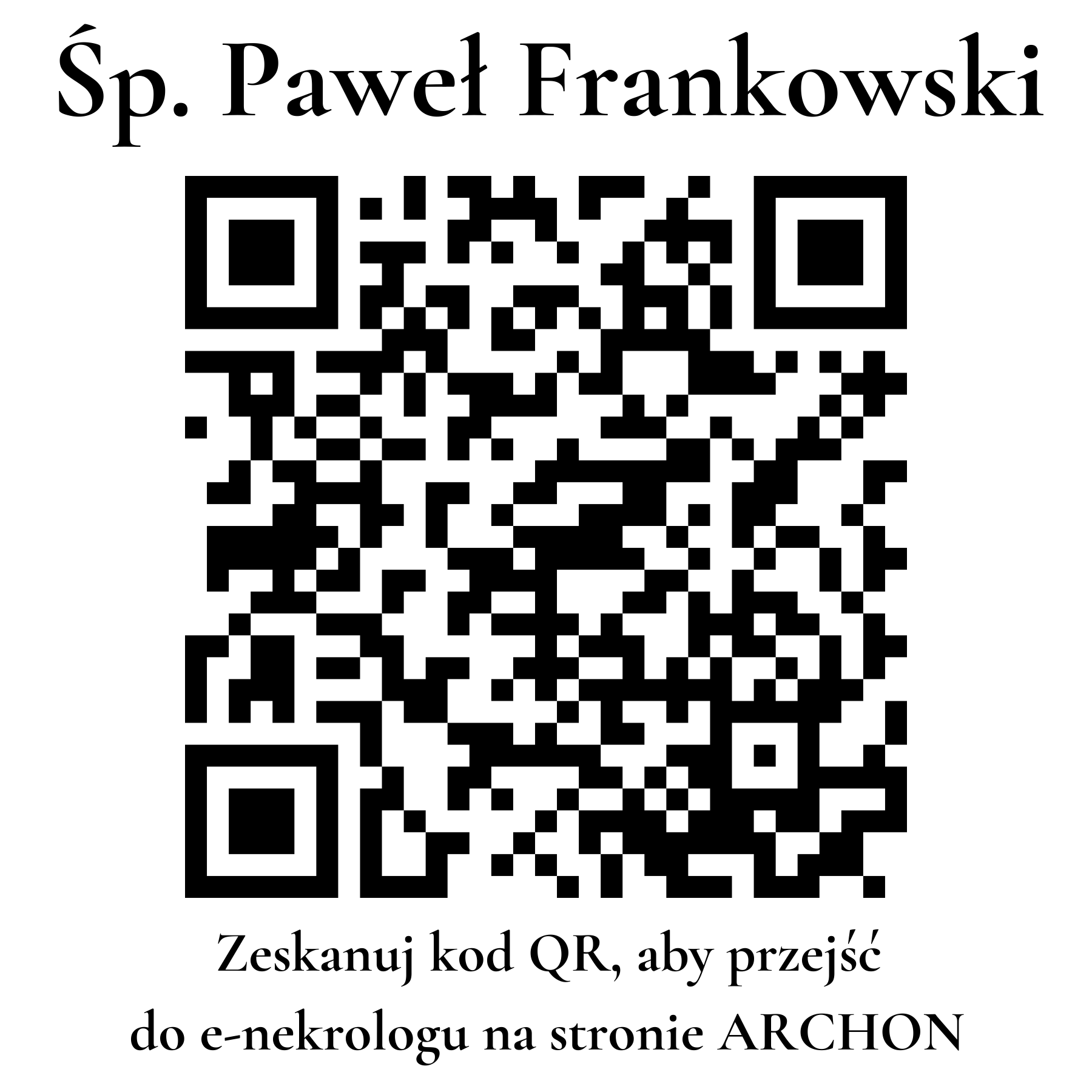 Kod QR do nekrologu Paweł Frankowski
