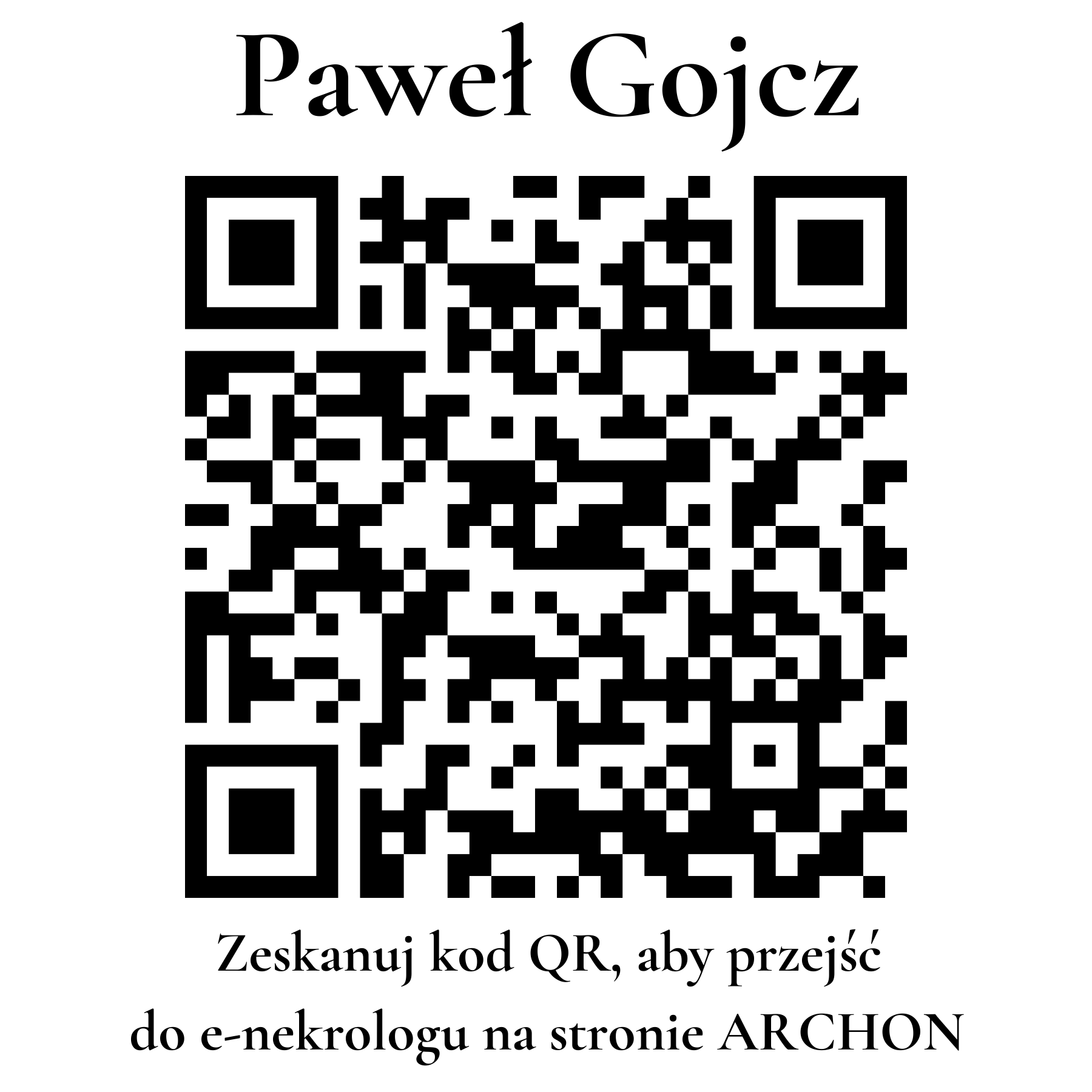 Kod QR do nekrologu Paweł Gojcz