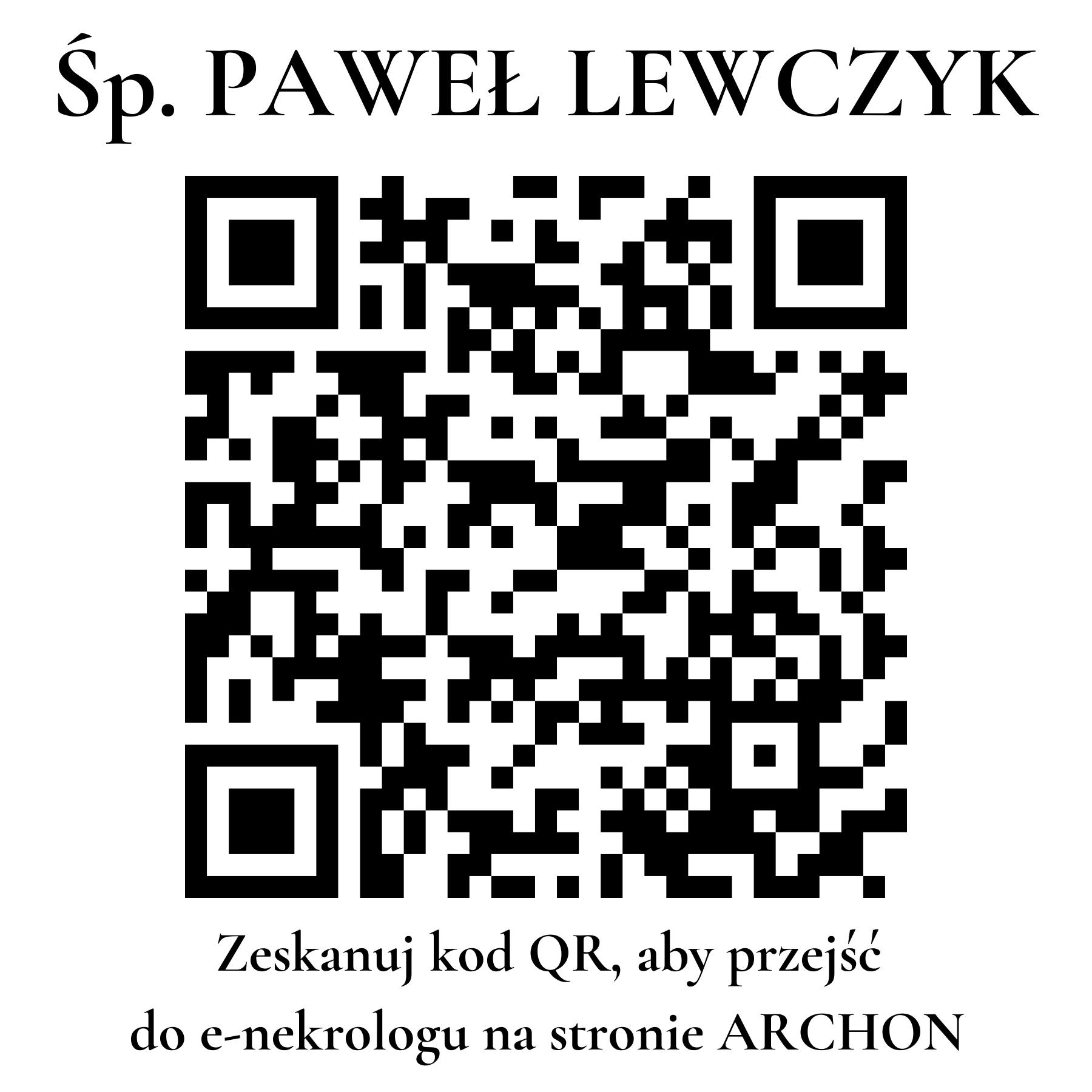 Kod QR do nekrologu PAWEŁ LEWCZYK
