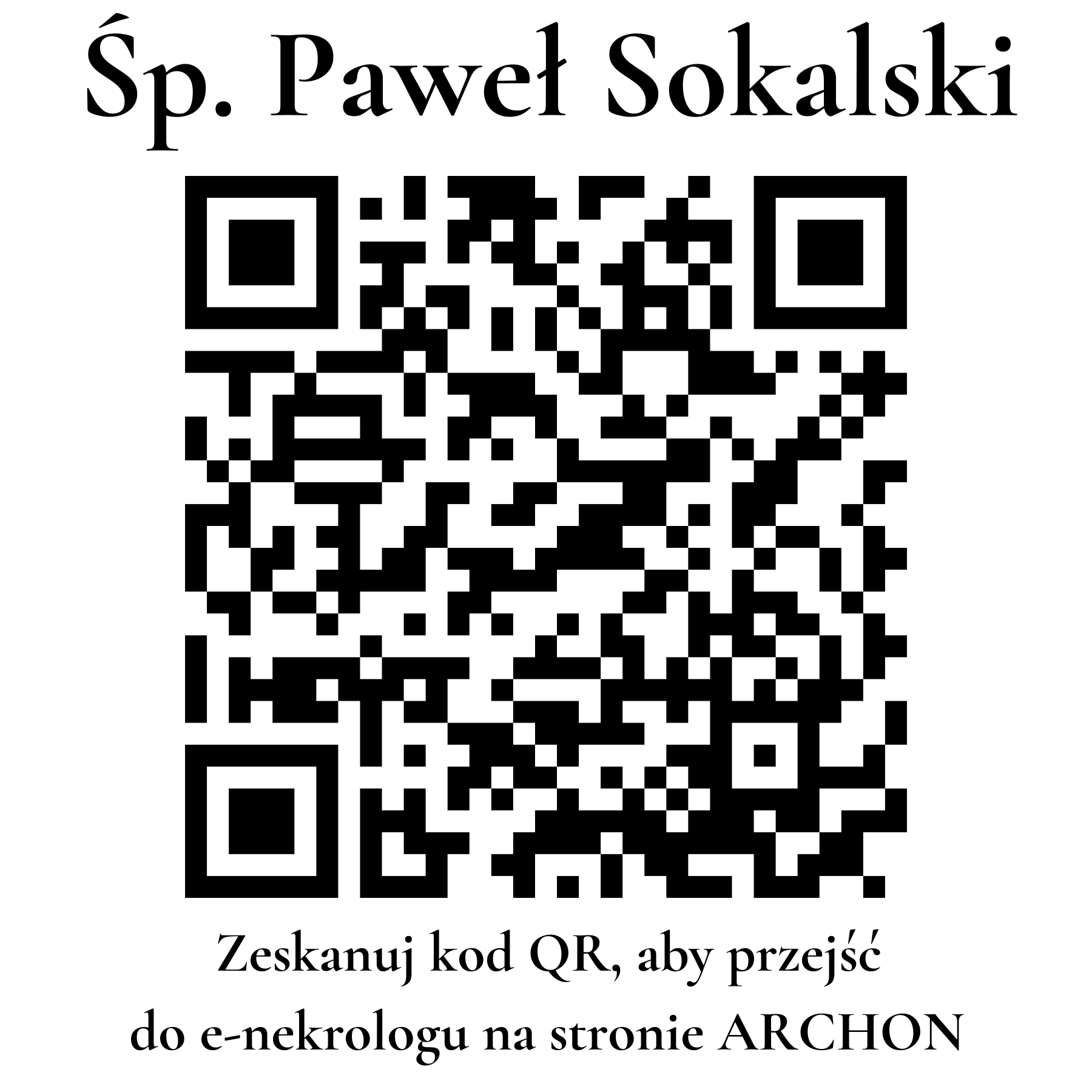 Kod QR do nekrologu Paweł Sokalski