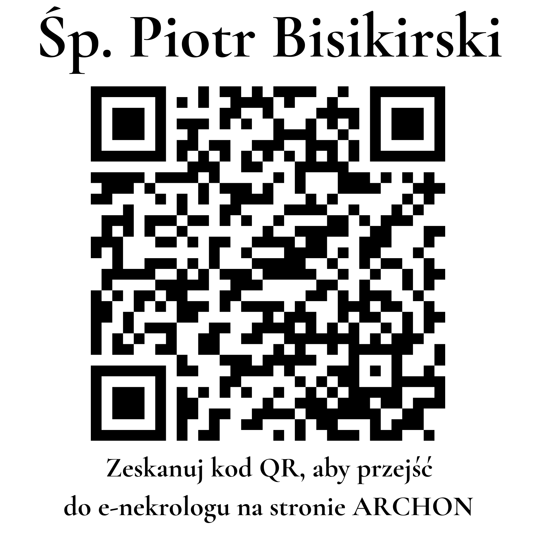 Kod QR do nekrologu Piotr Bisikirski
