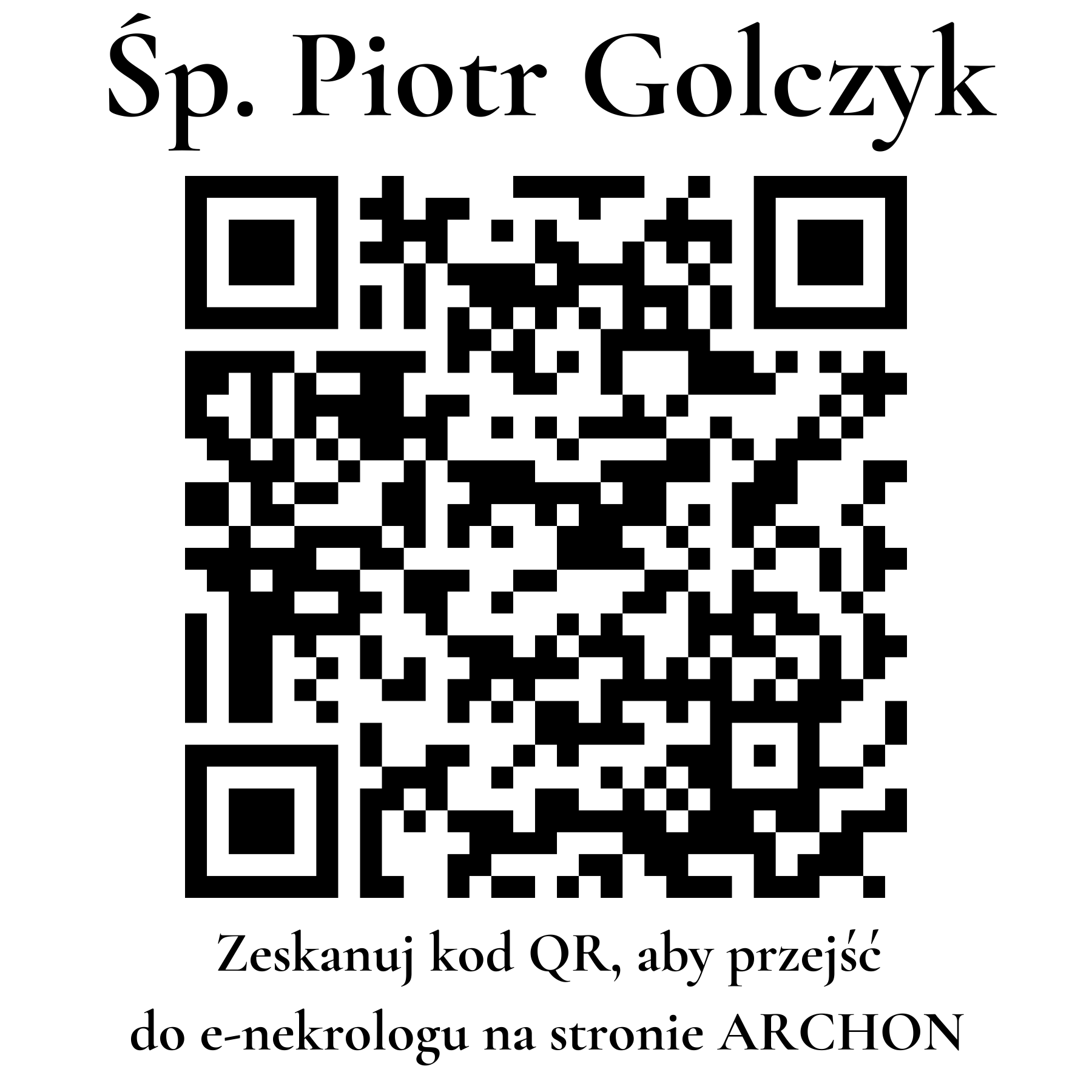 Kod QR do nekrologu Piotr Golczyk Kod QR do nekrologu Piotr Golczyk