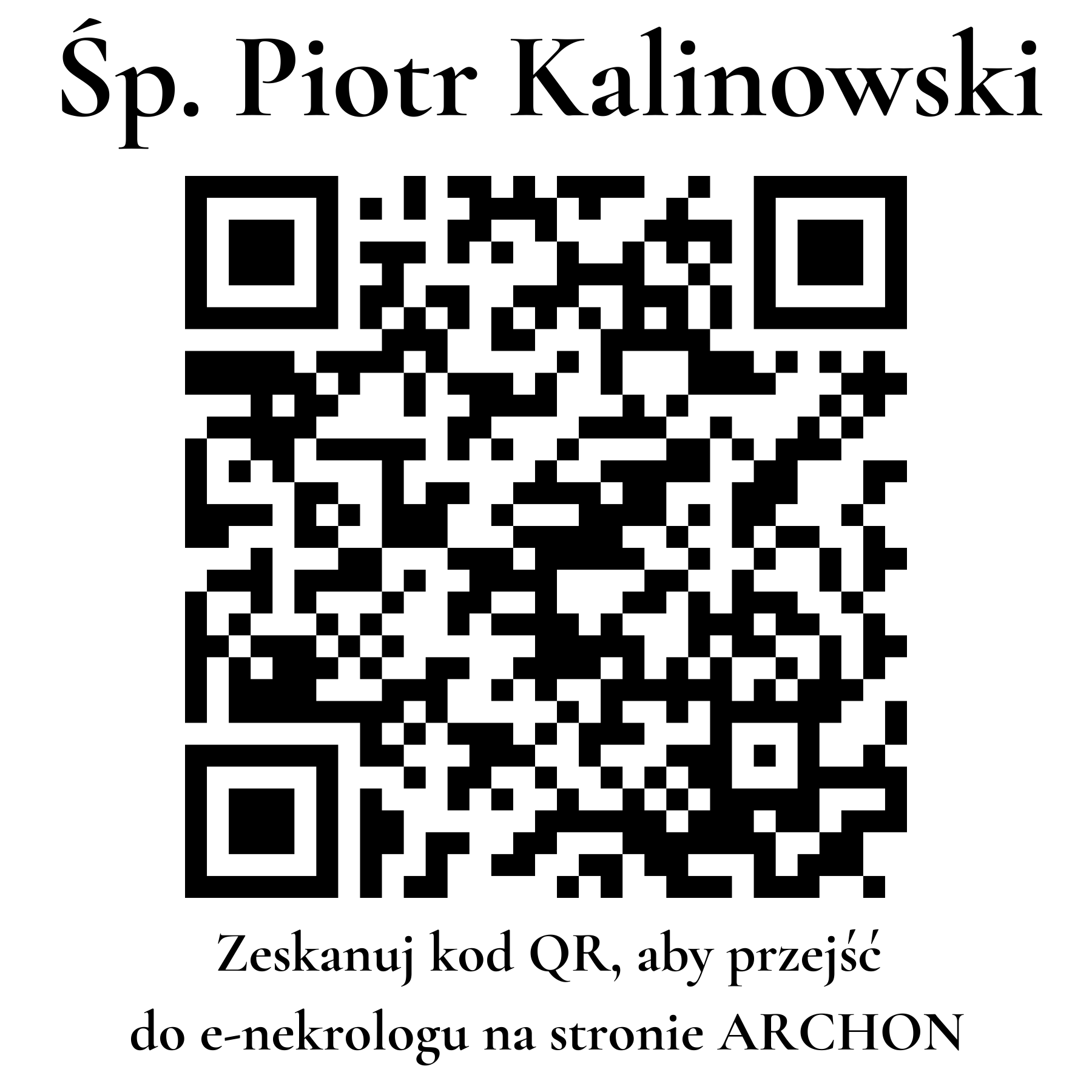 Kod QR do nekrologu Piotr Kalinowski