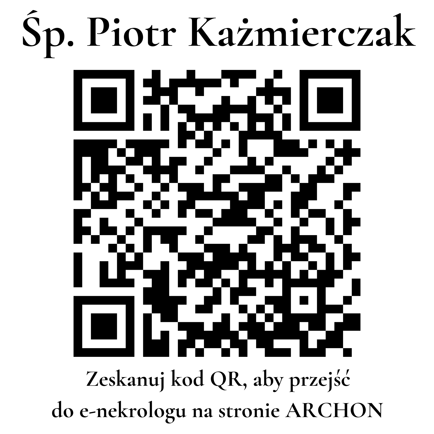 Kod QR do nekrologu Piotr Każmierczak