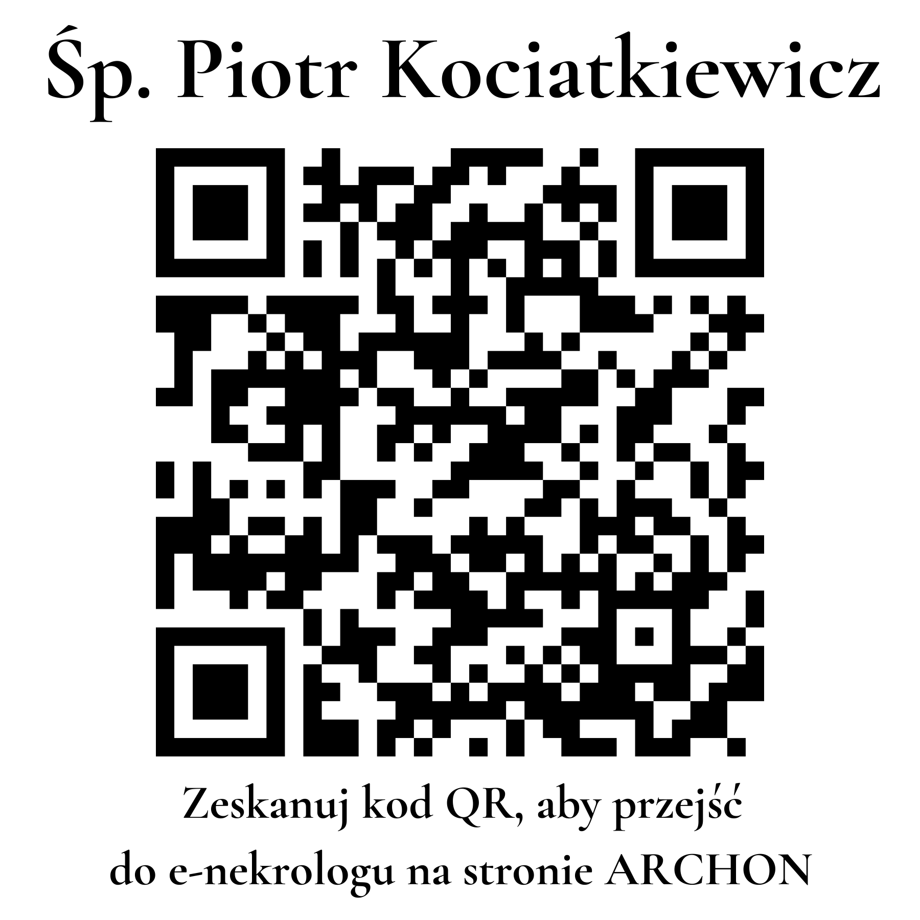 Kod QR do nekrologu Piotr Kociatkiewicz