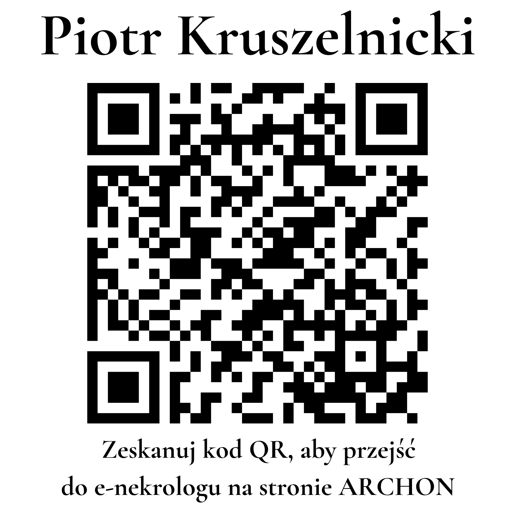 Kod QR do nekrologu Piotr Kruszelnicki