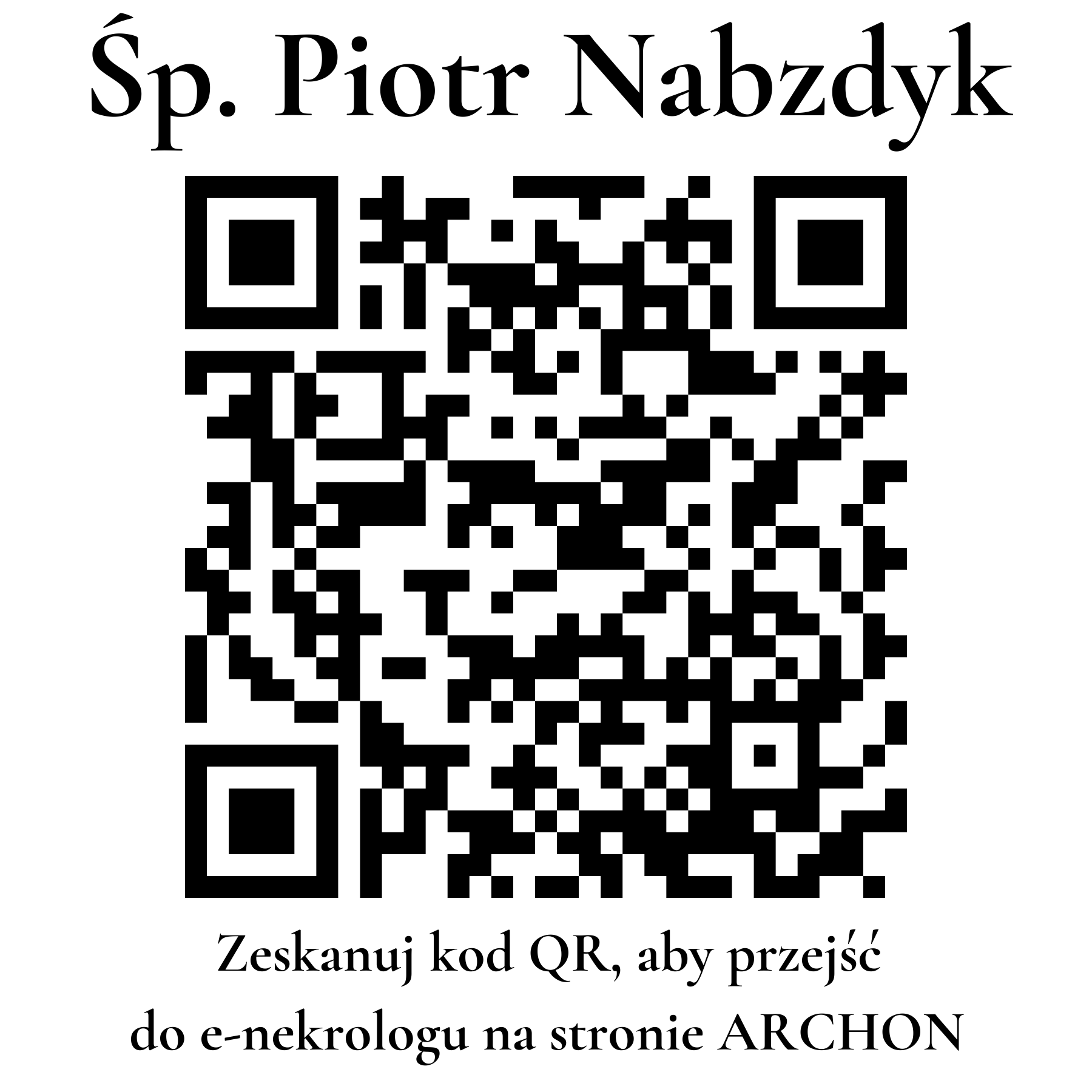Kod QR do nekrologu Piotr Nabzdyk