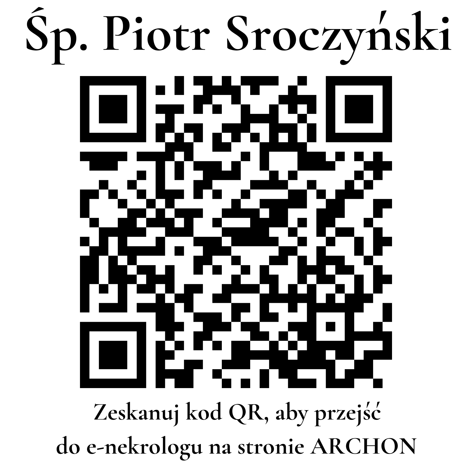Kod QR do nekrologu Piotr Sroczyński Kod QR do nekrologu Piotr Sroczyński