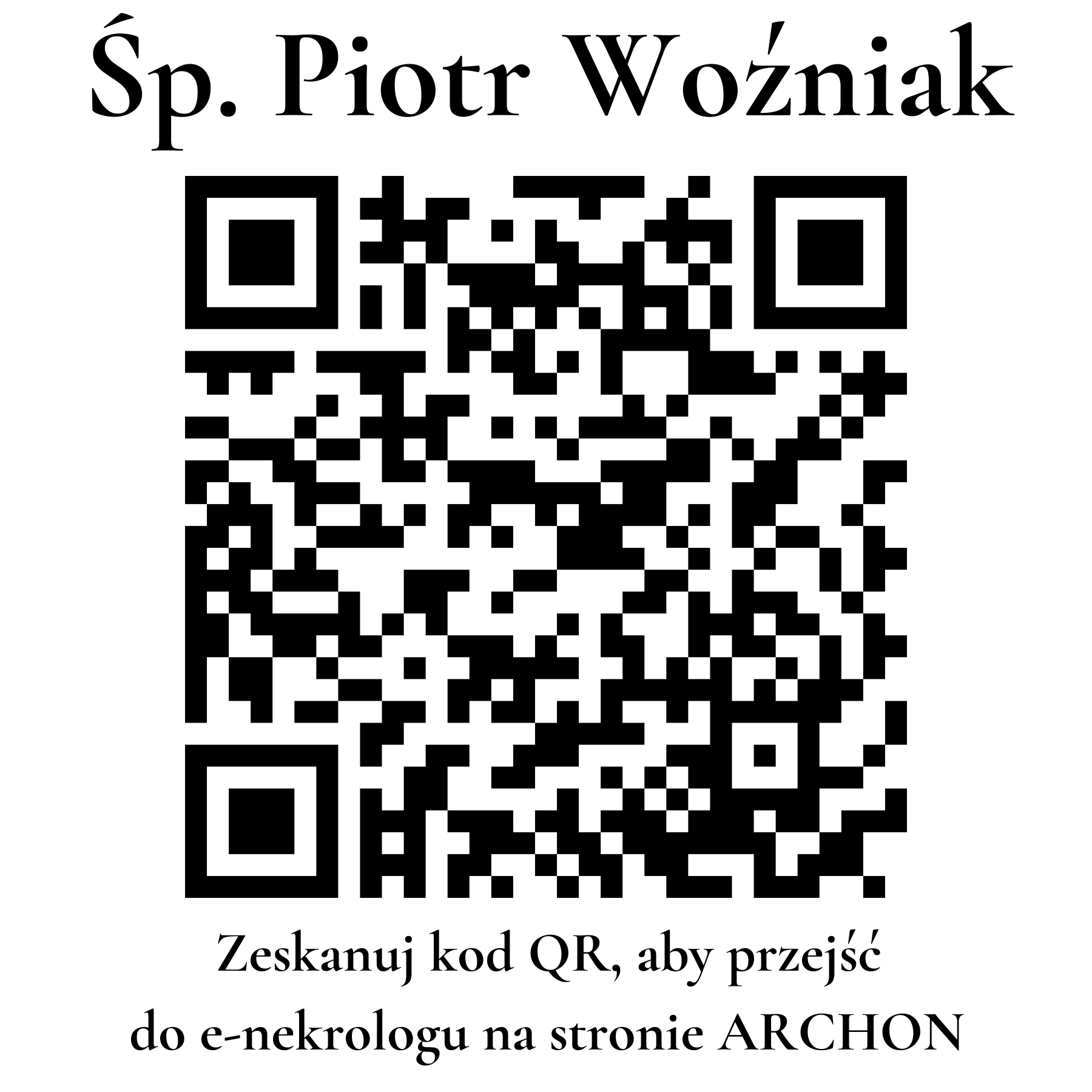 Kod QR do nekrologu Piotr Woźniak