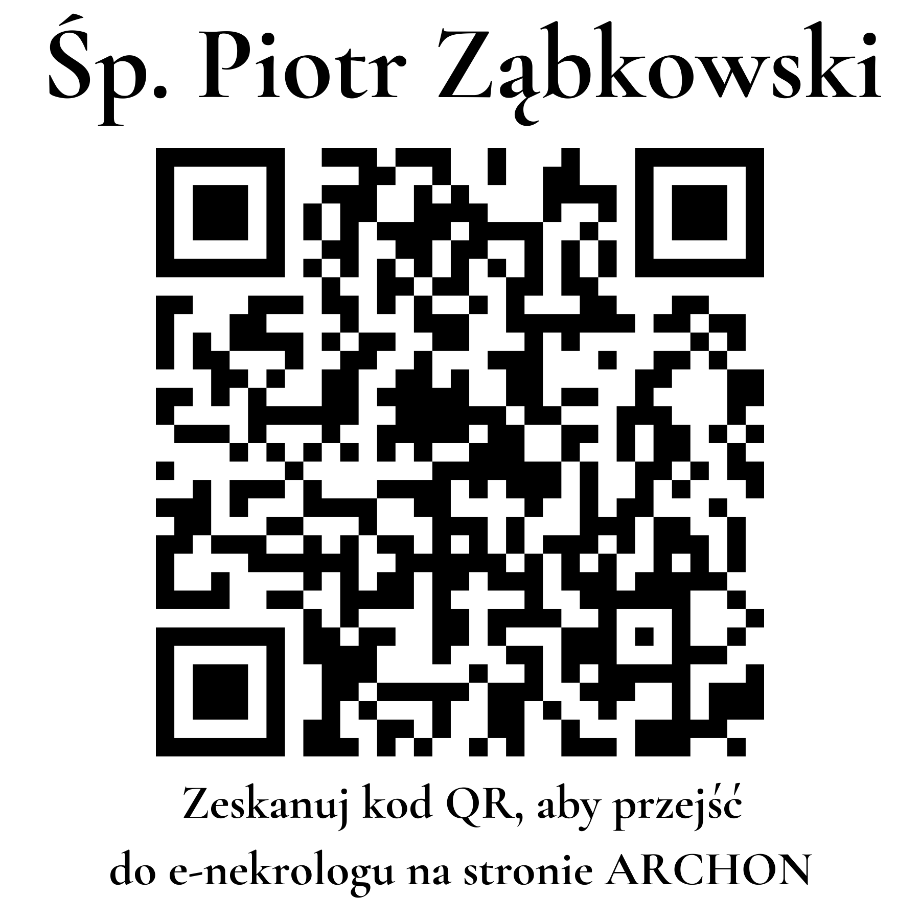 Kod QR do nekrologu Piotr Ząbkowski