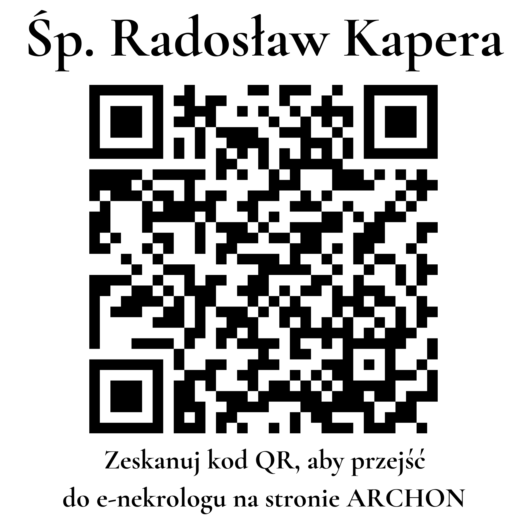Kod QR do nekrologu Radosław Kapera