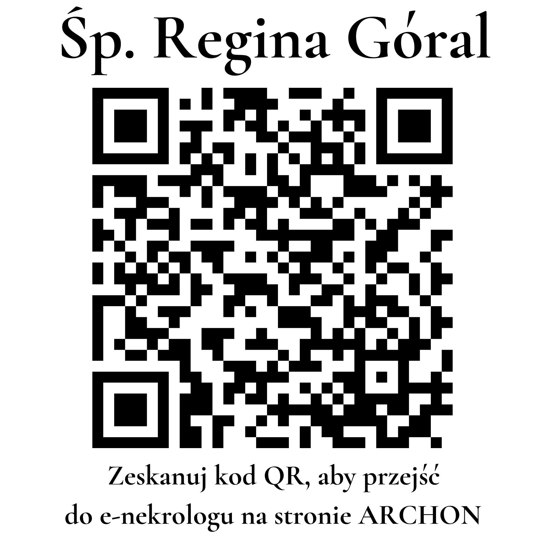 Kod QR do nekrologu Regina Góral