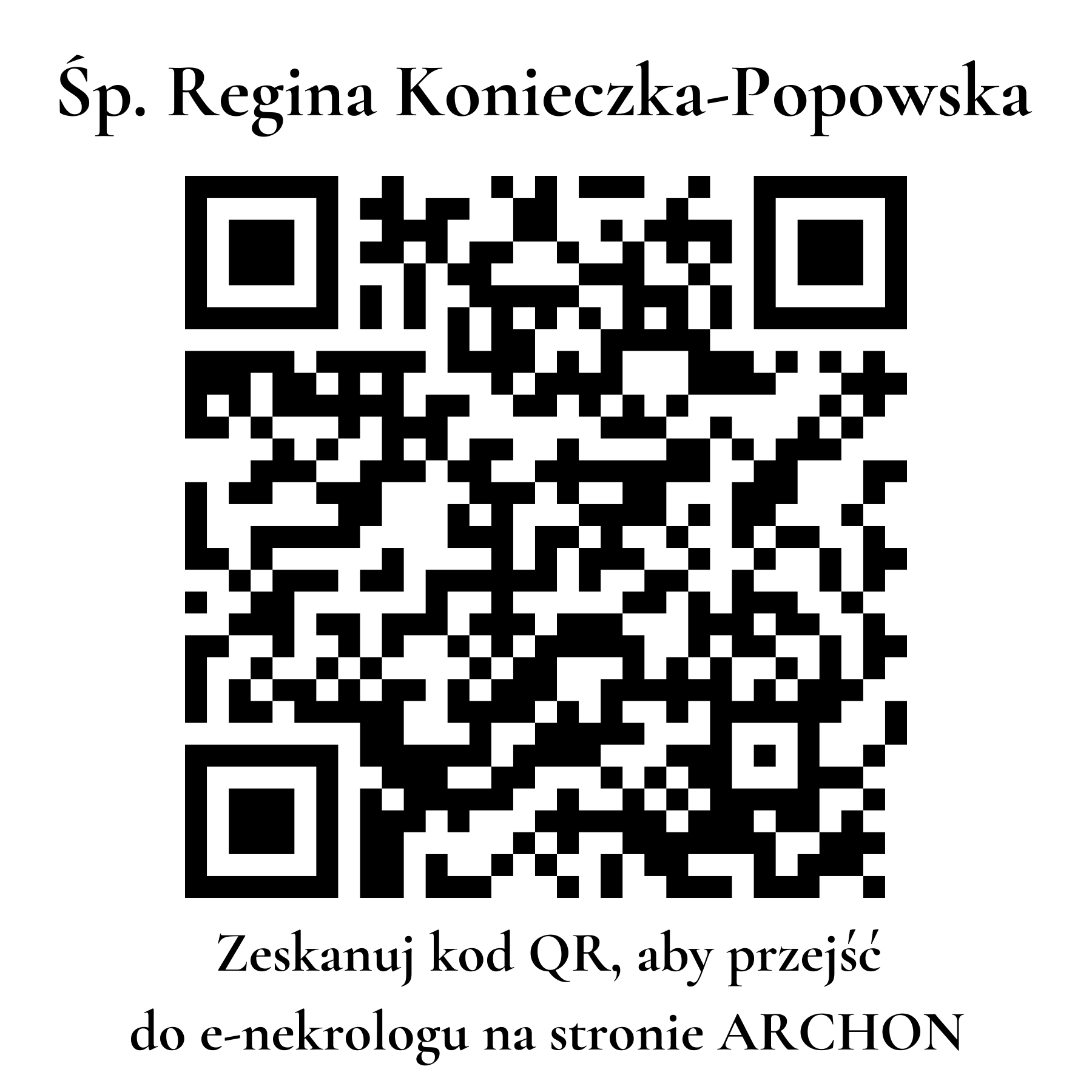 Kod QR do nekrologu Regina Konieczka-Popowska