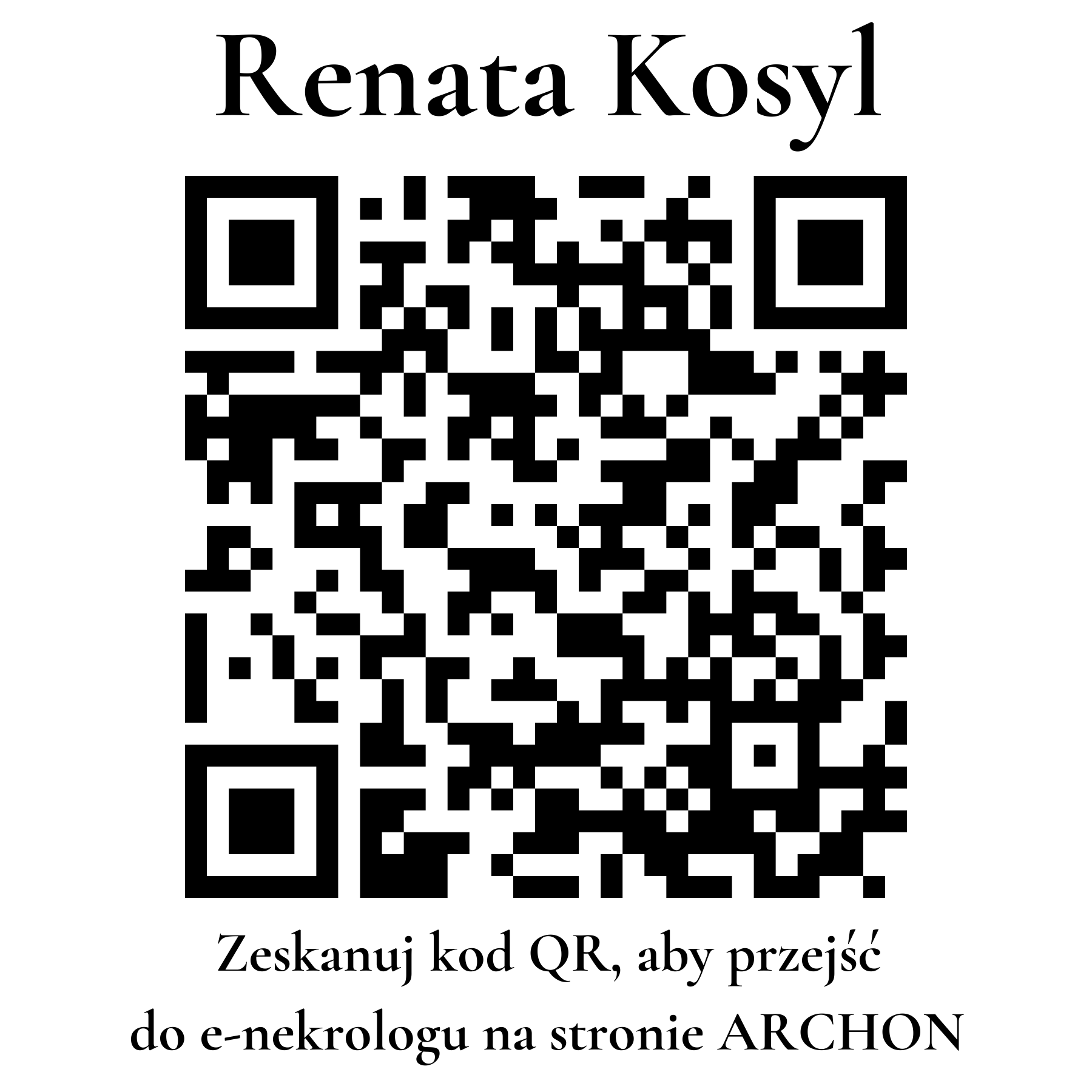 Kod QR do nekrologu Renata Kosyl Kod QR do nekrologu Renata Kosyl