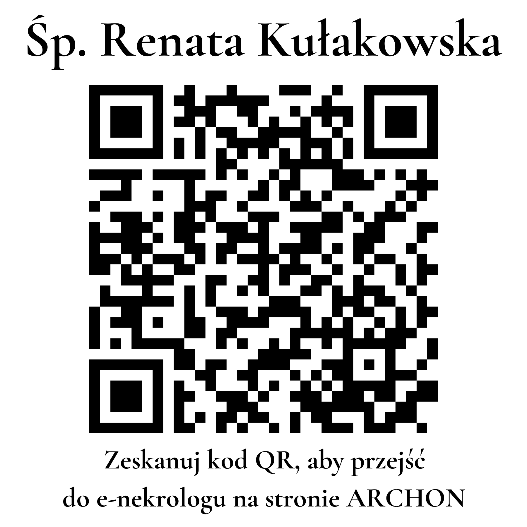 Kod QR do nekrologu Renata Kułakowska