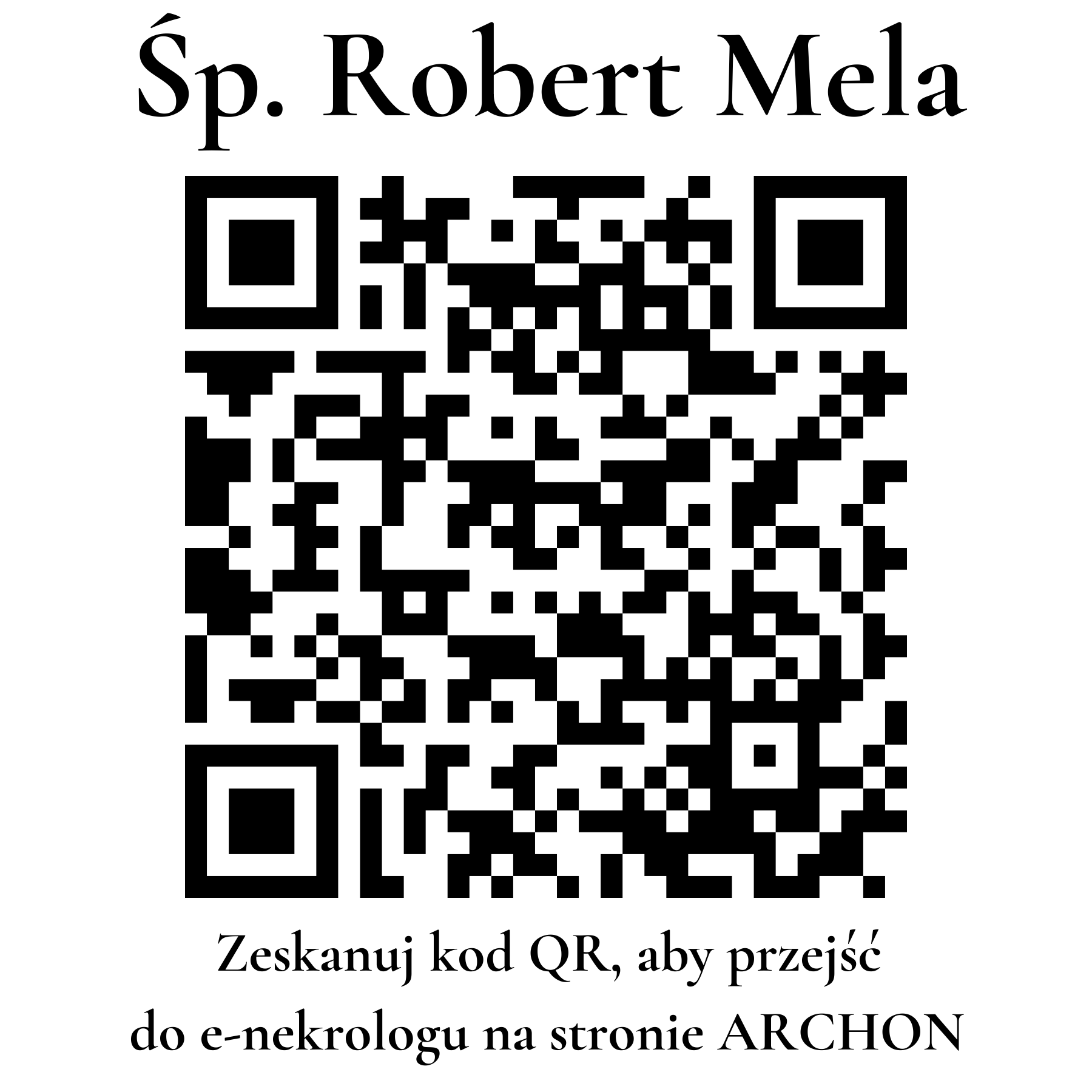 Kod QR do nekrologu Robert Mela
