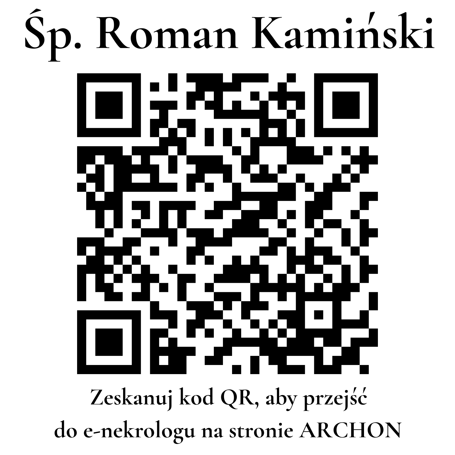 Kod QR do nekrologu Roman Kamiński