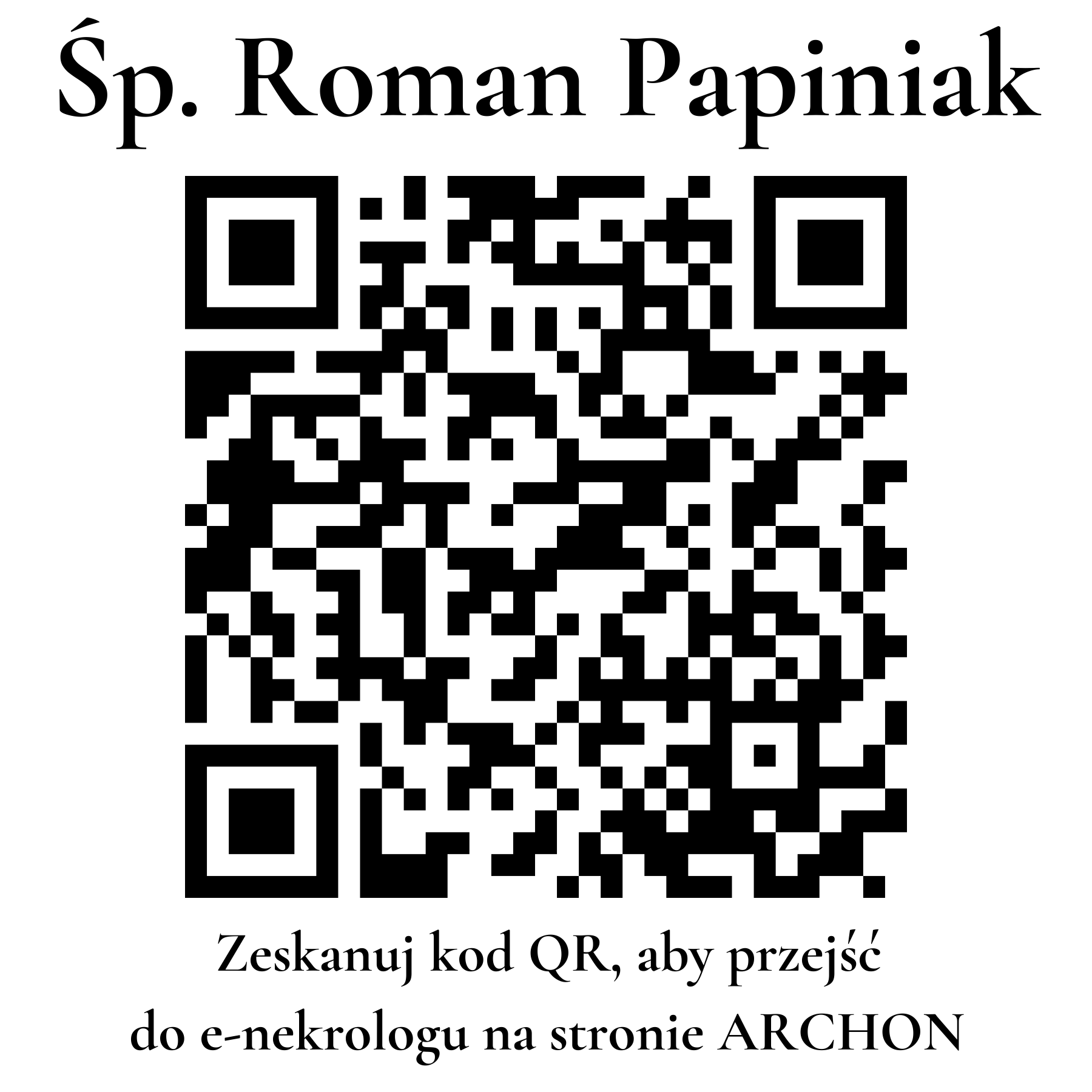 Kod QR do nekrologu Roman Papiniak