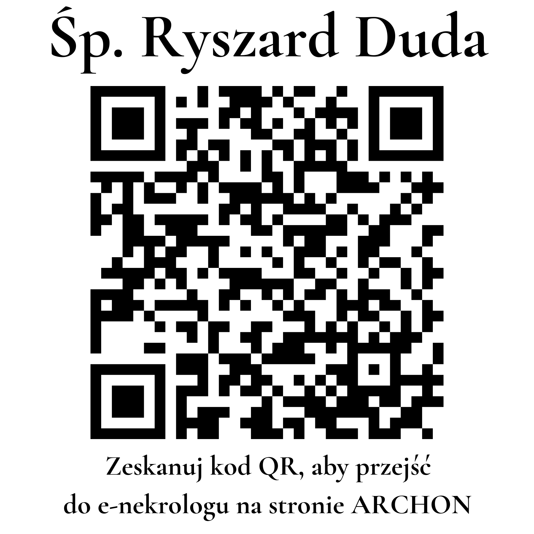 Kod QR do nekrologu Ryszard Duda Kod QR do nekrologu Ryszard Duda