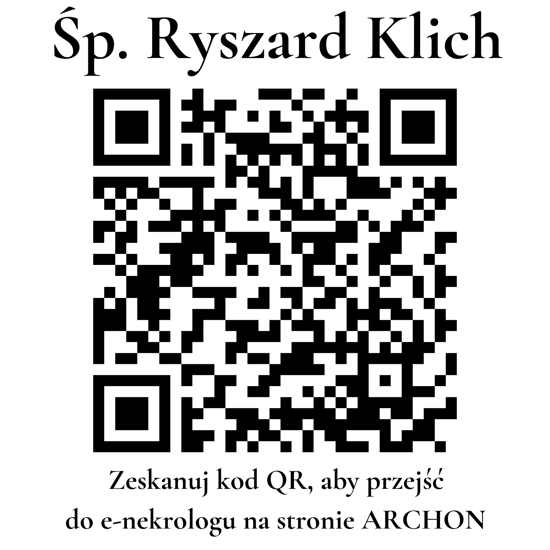 Kod QR do nekrologu Ryszard Klich Kod QR do nekrologu Ryszard Klich