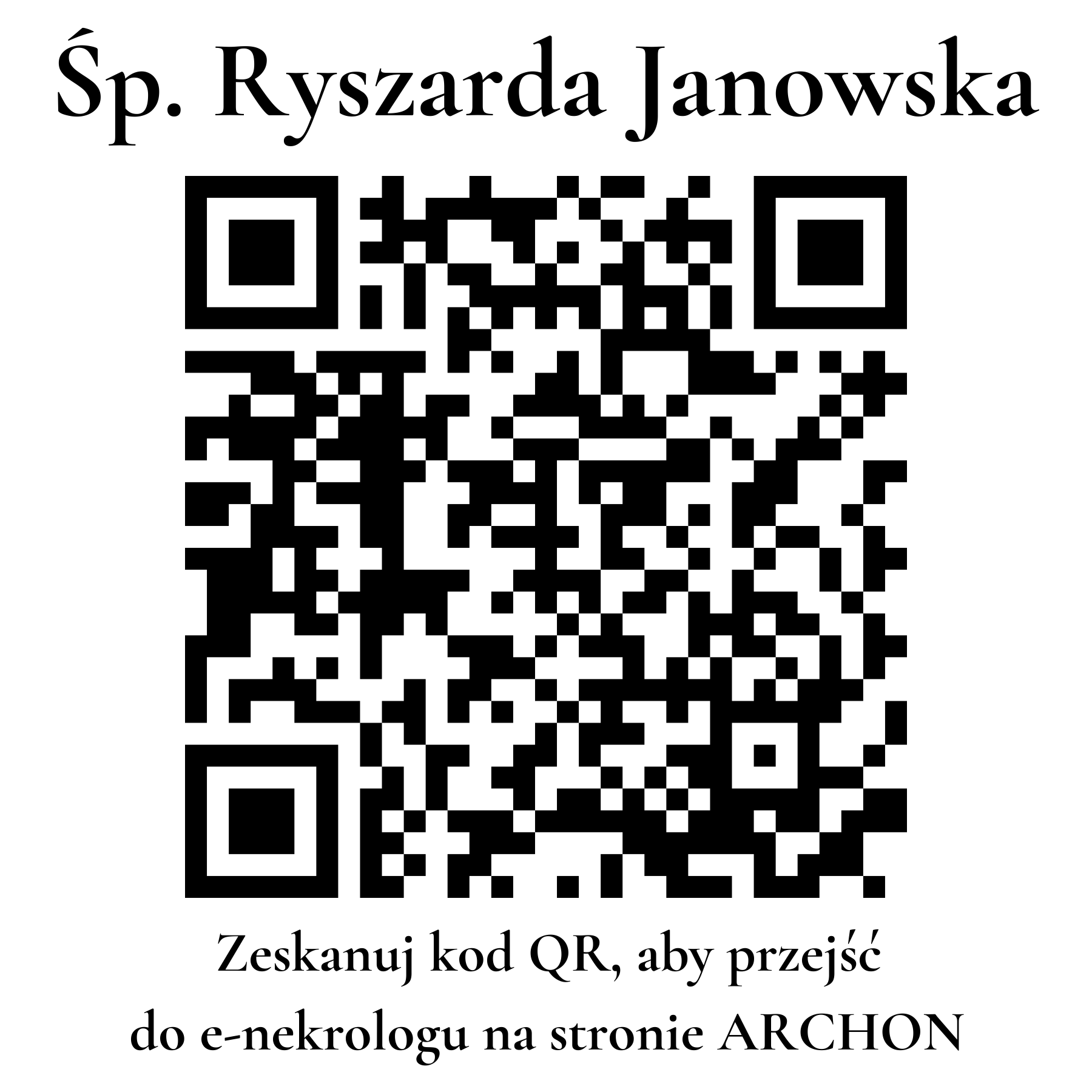 Kod QR do nekrologu Ryszarda Janowska