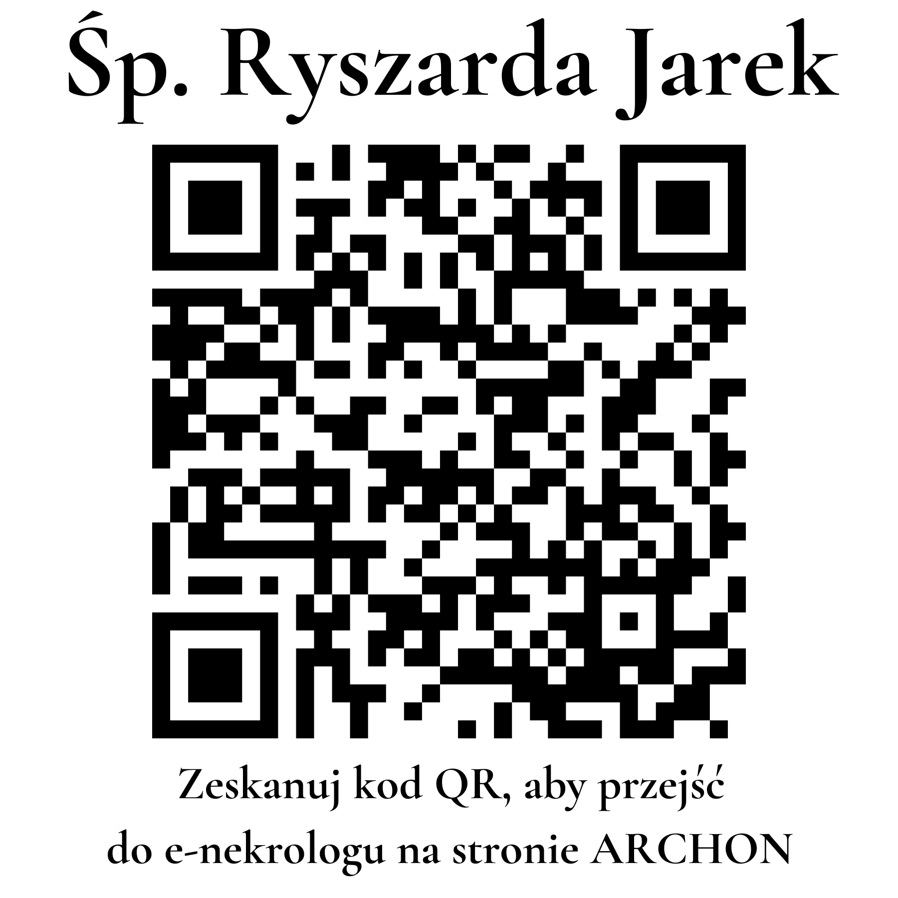 Kod QR do nekrologu Ryszarda Jarek