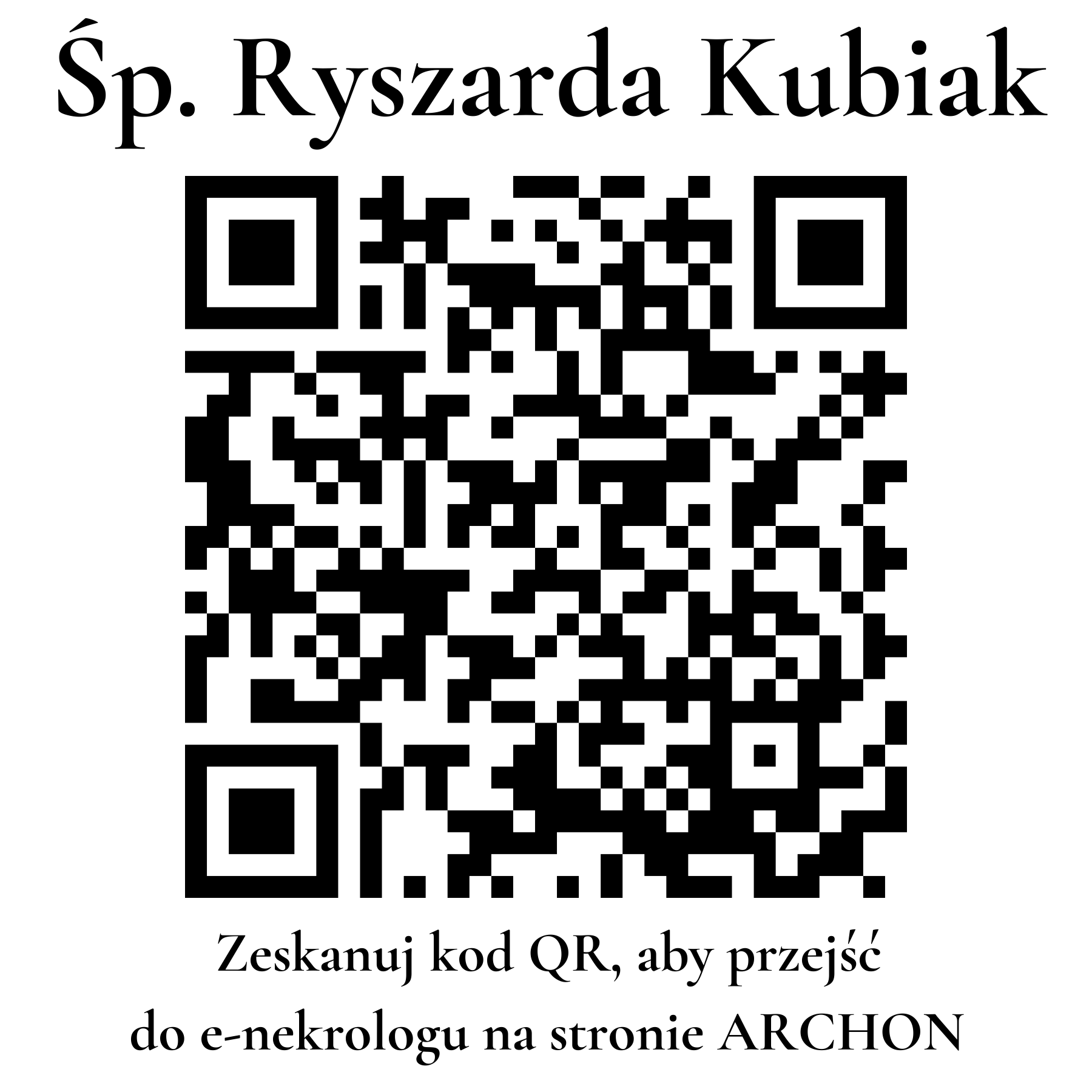 Kod QR do nekrologu Ryszarda Kubiak