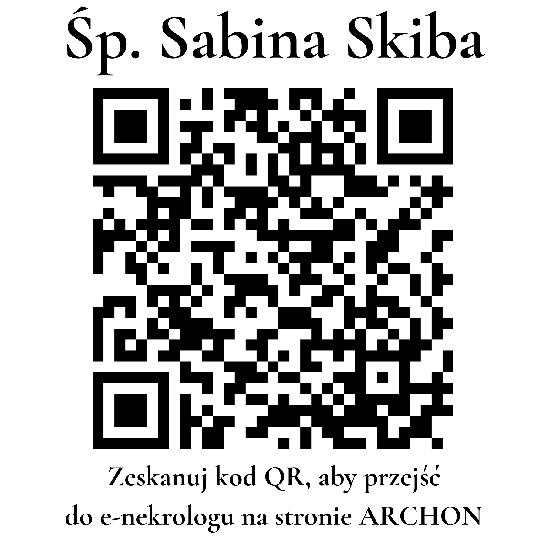 Kod QR do nekrologu Sabina Skiba