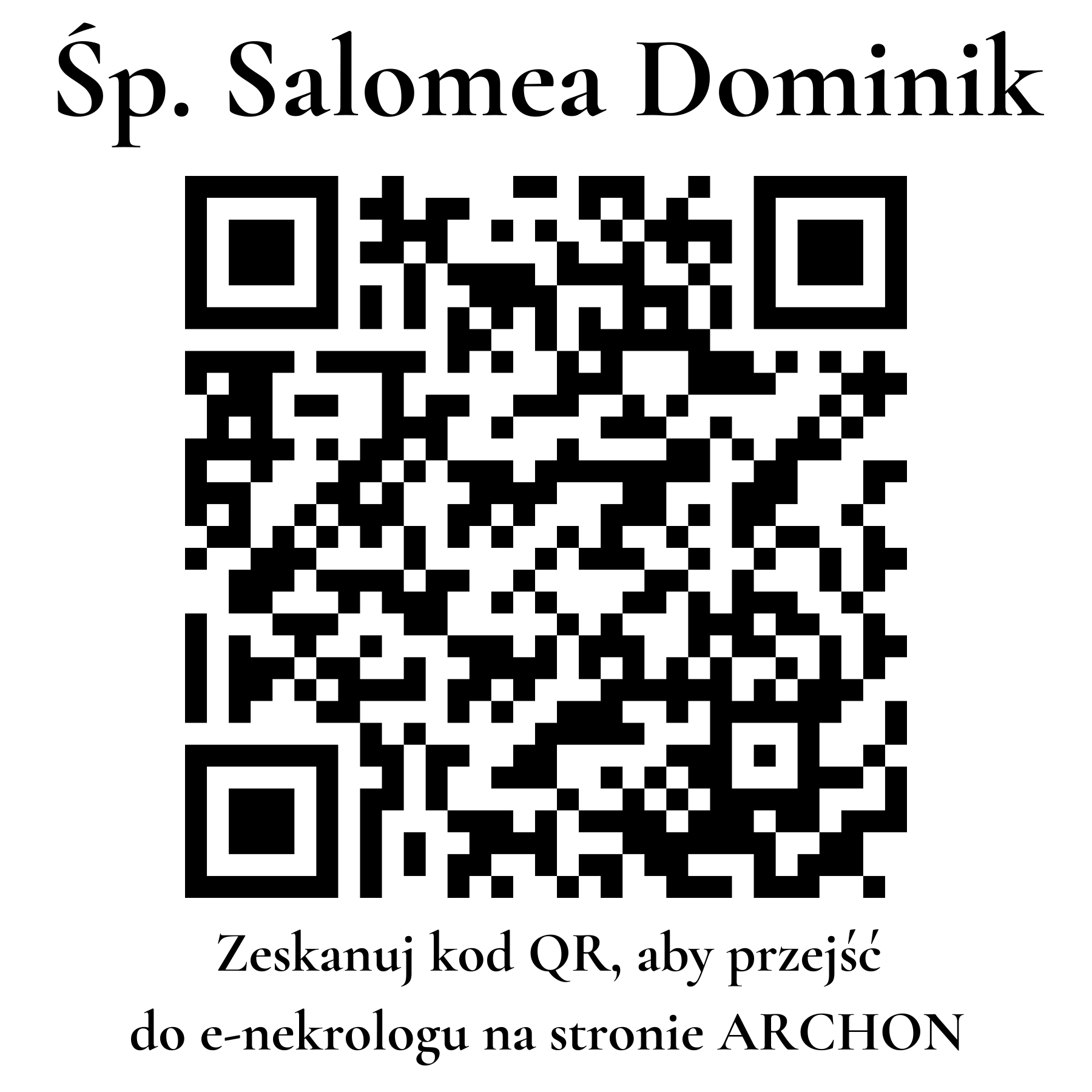 Kod QR do nekrologu Salomea Dominik
