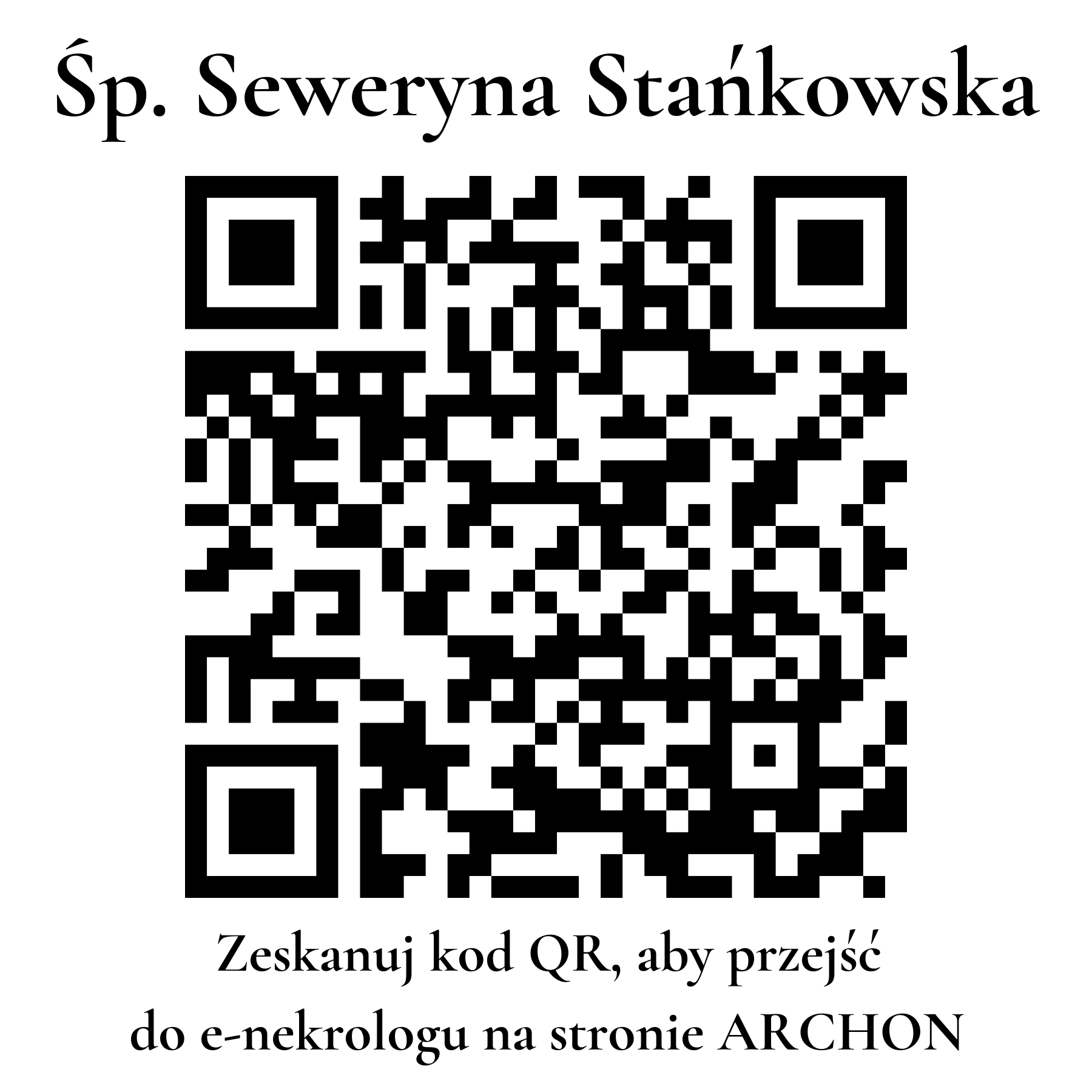 Kod QR do nekrologu Seweryna Stańkowska