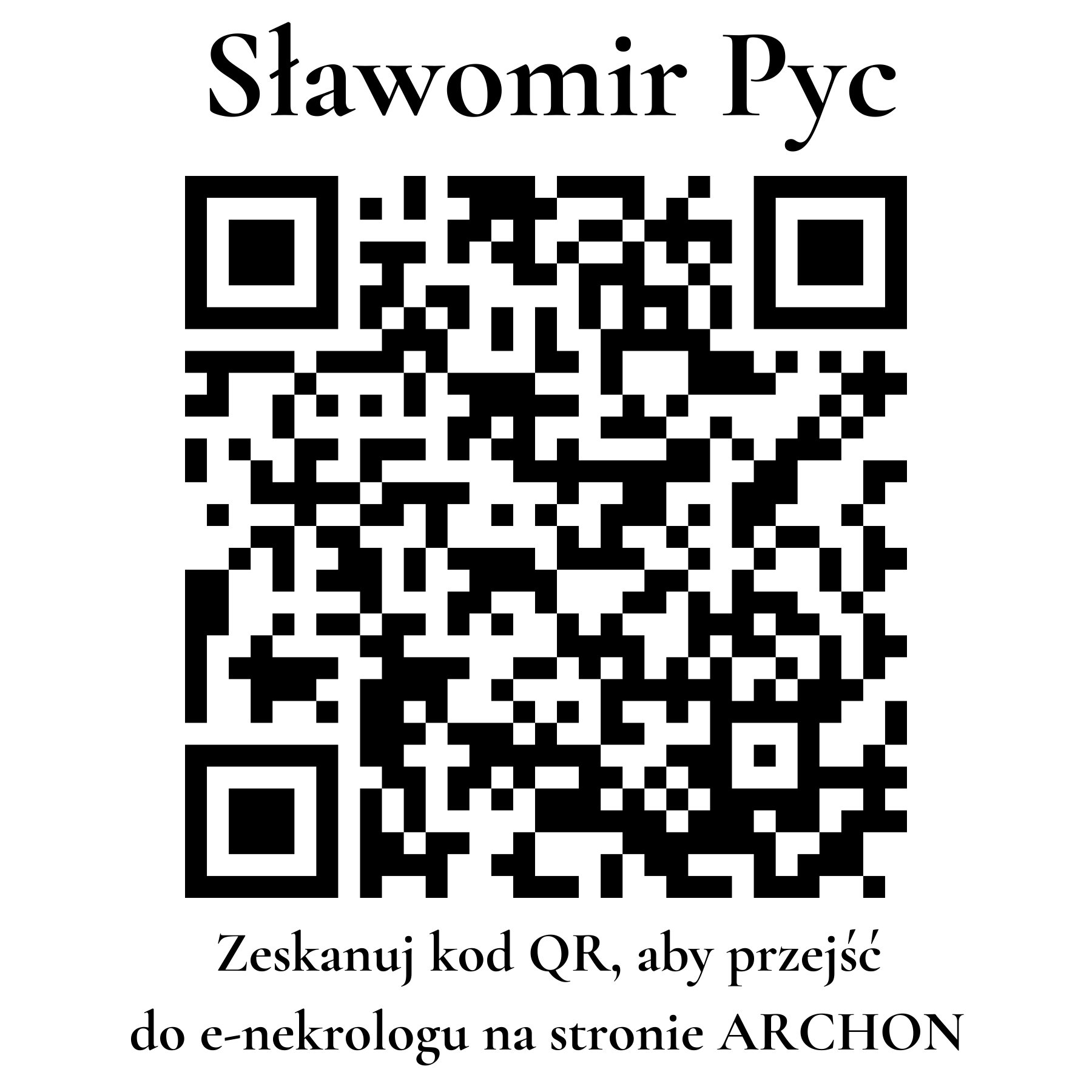 Kod QR do nekrologu Sławomir Pyc Kod QR do nekrologu Sławomir Pyc