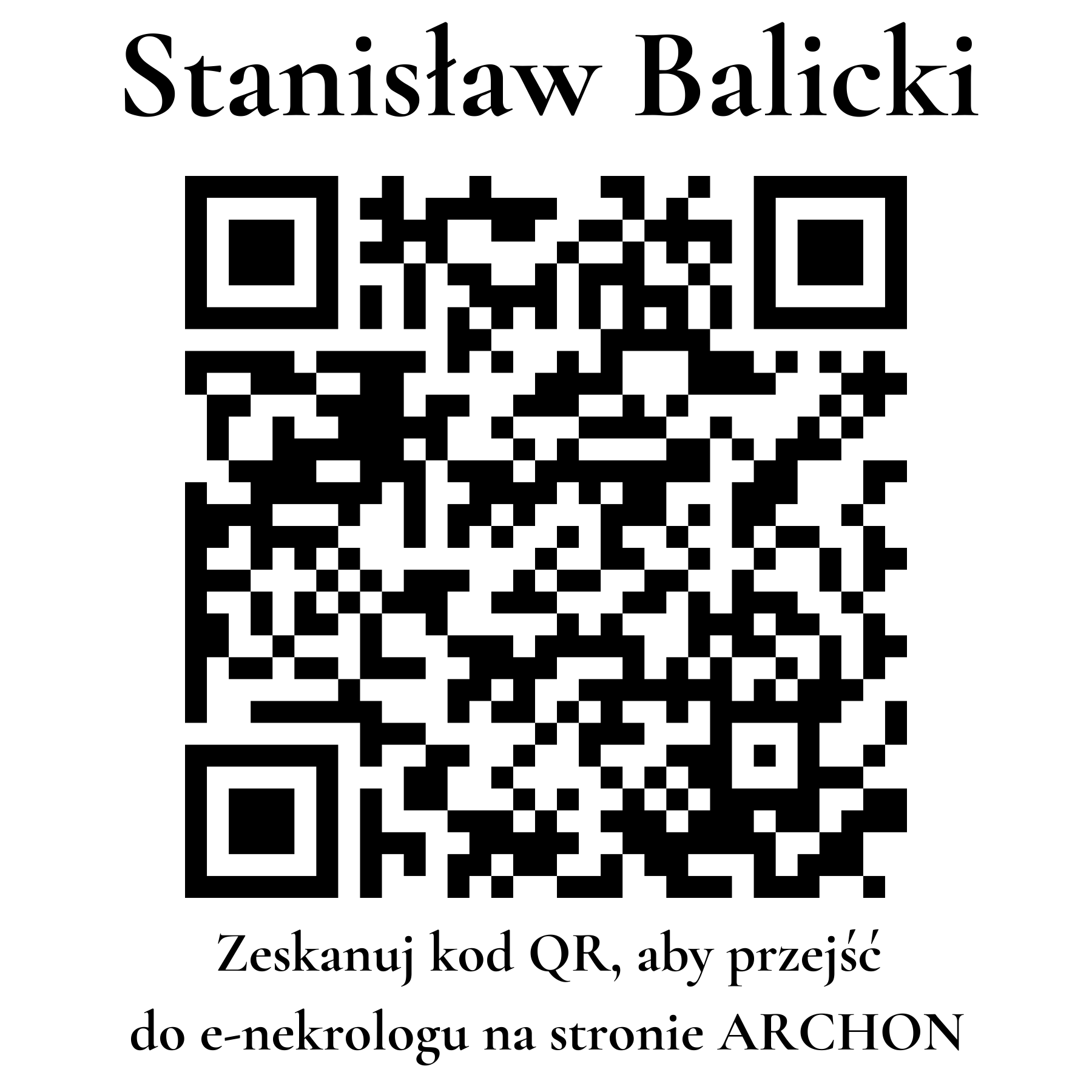 Kod QR do nekrologu Stanisław Balicki