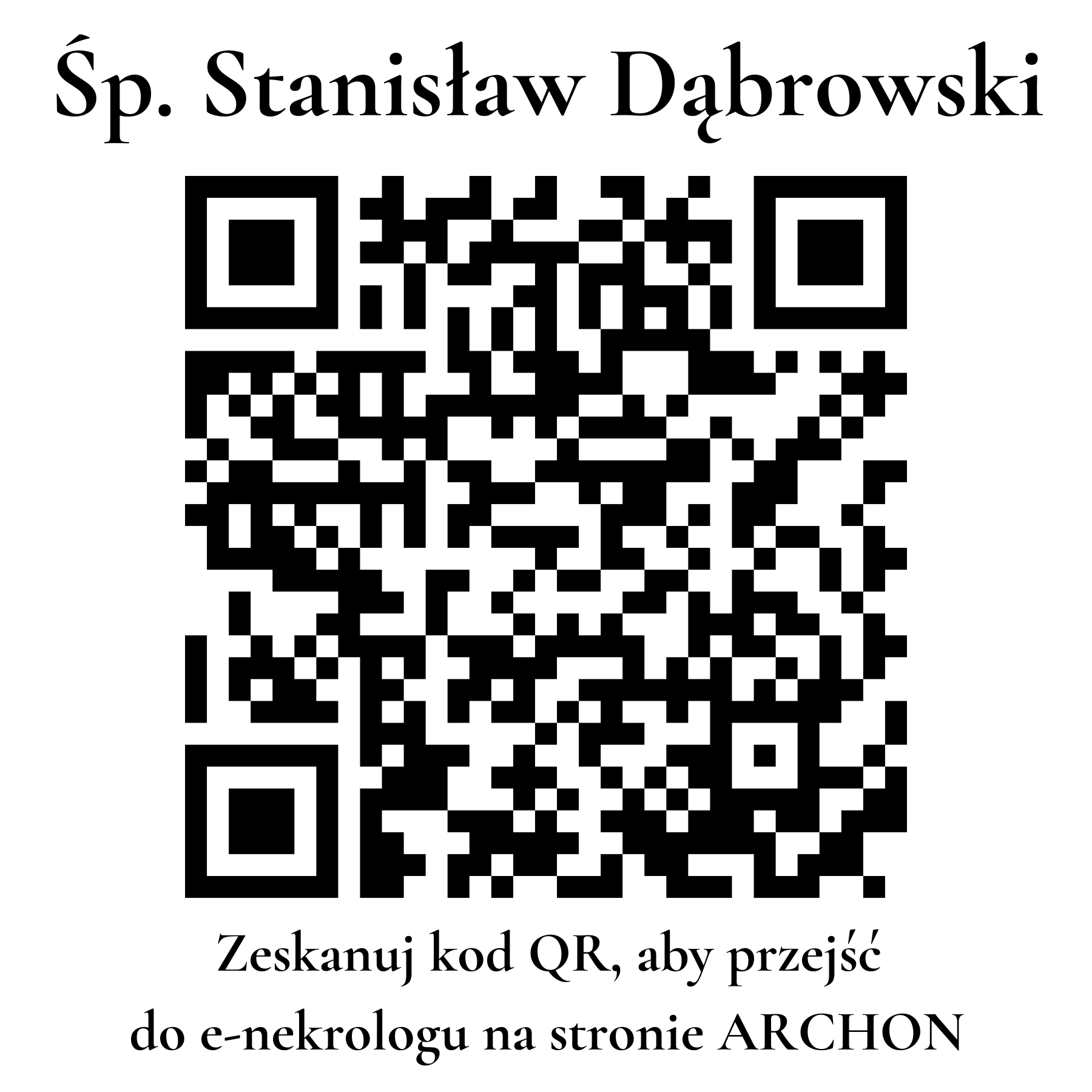 Kod QR do nekrologu Stanisław Dąbrowski