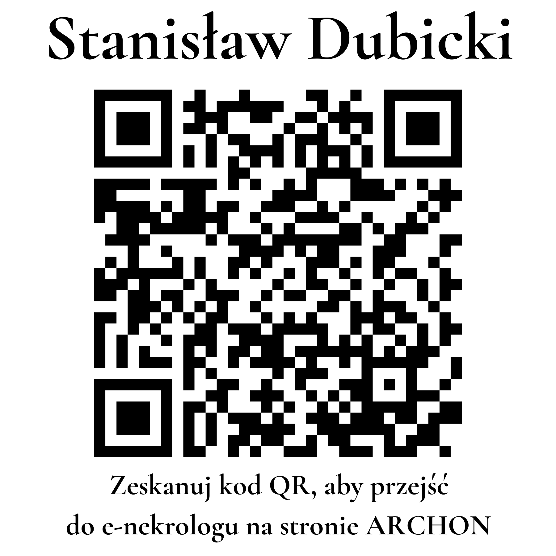 Kod QR do nekrologu Stanisław Dubicki