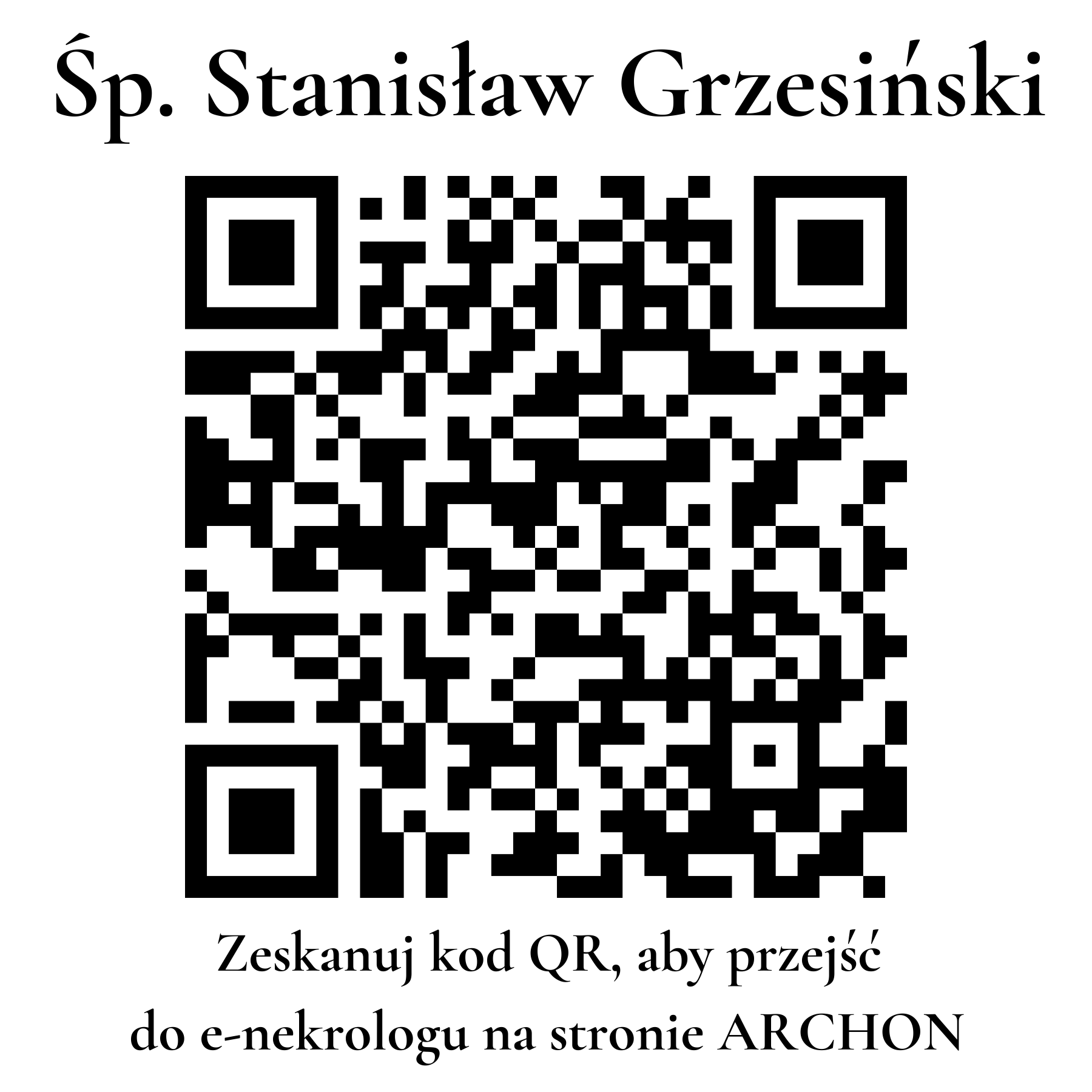 Kod QR do nekrologu Stanisław Grzesiński