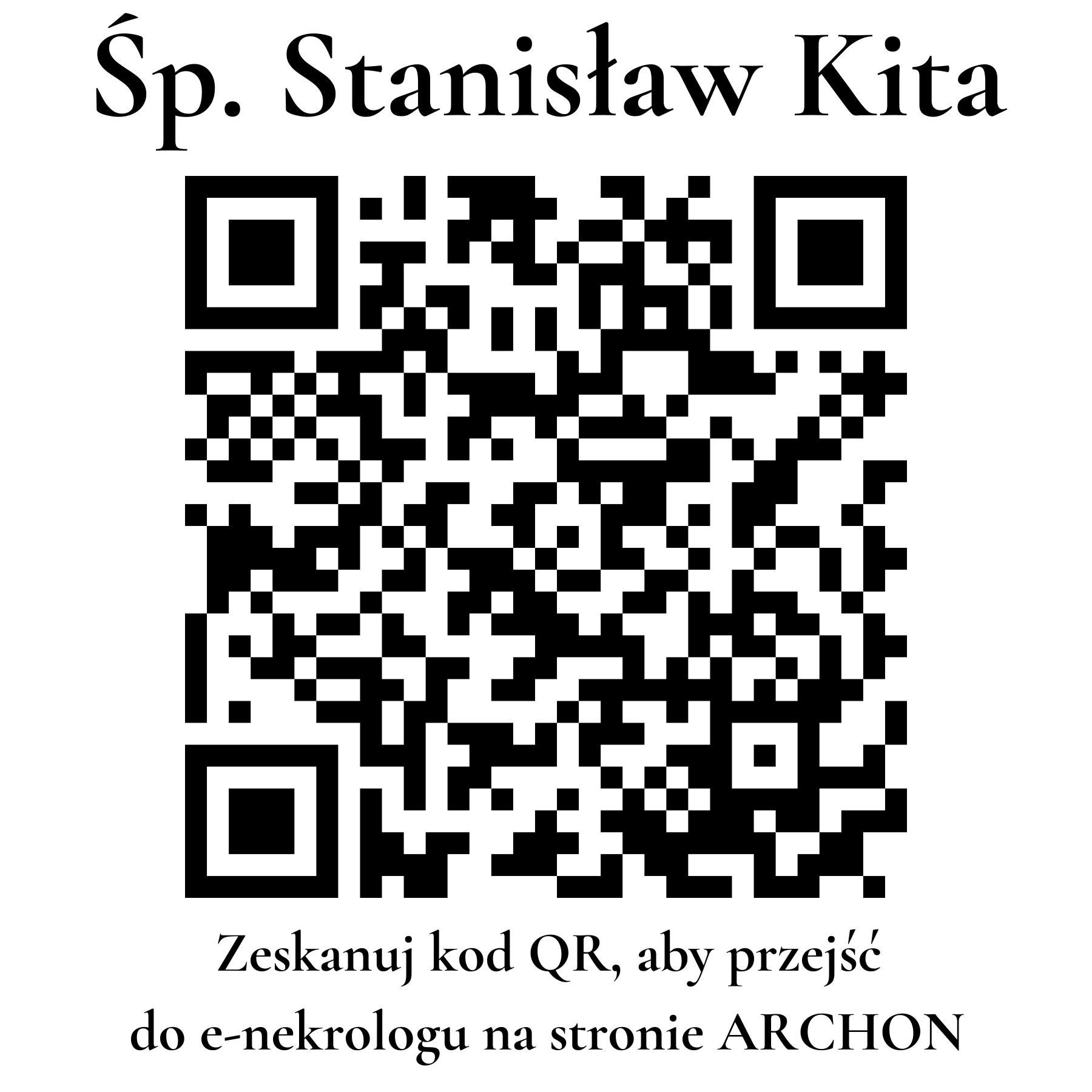 Kod QR do nekrologu Stanisław Kita
