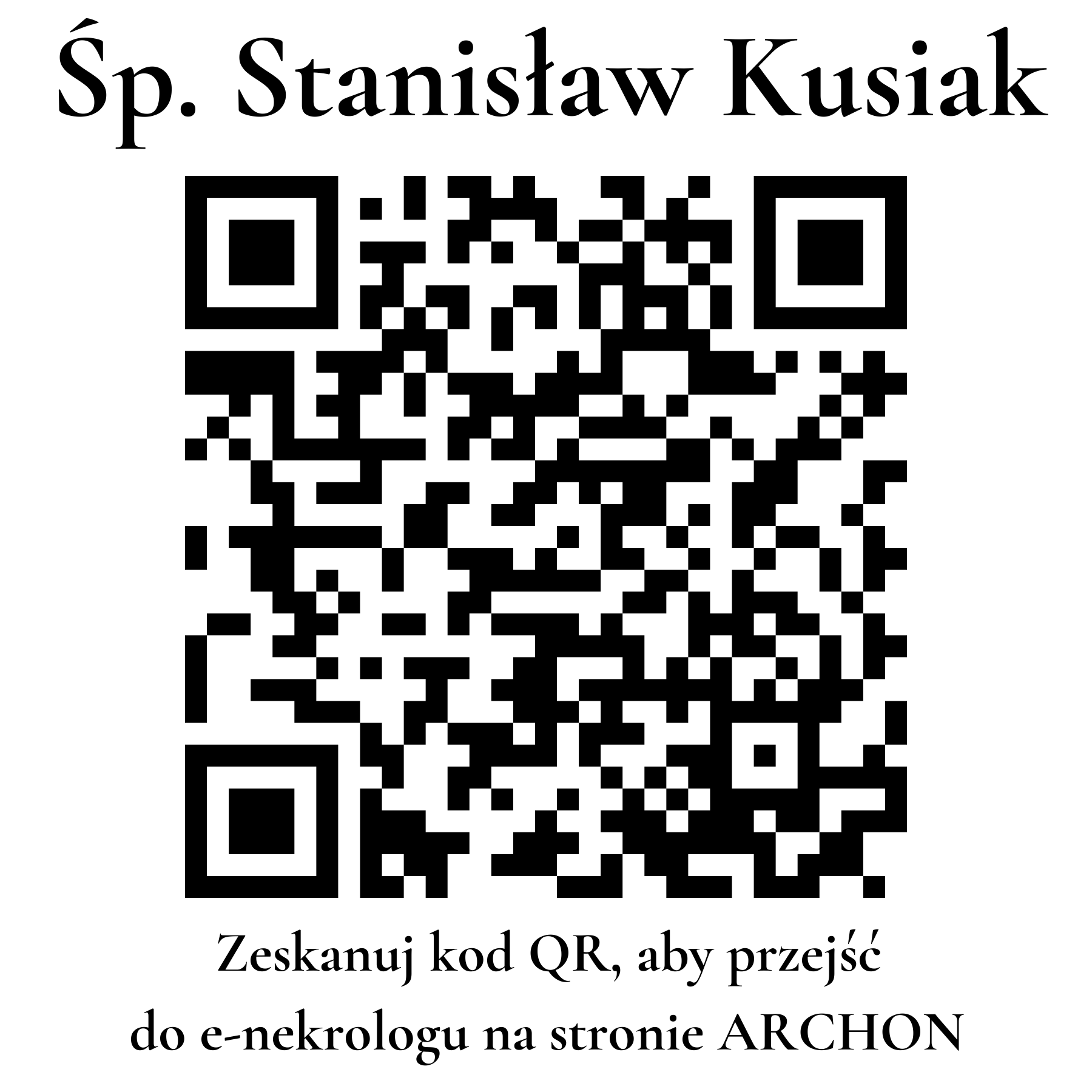 Kod QR do nekrologu Stanisław Kusiak