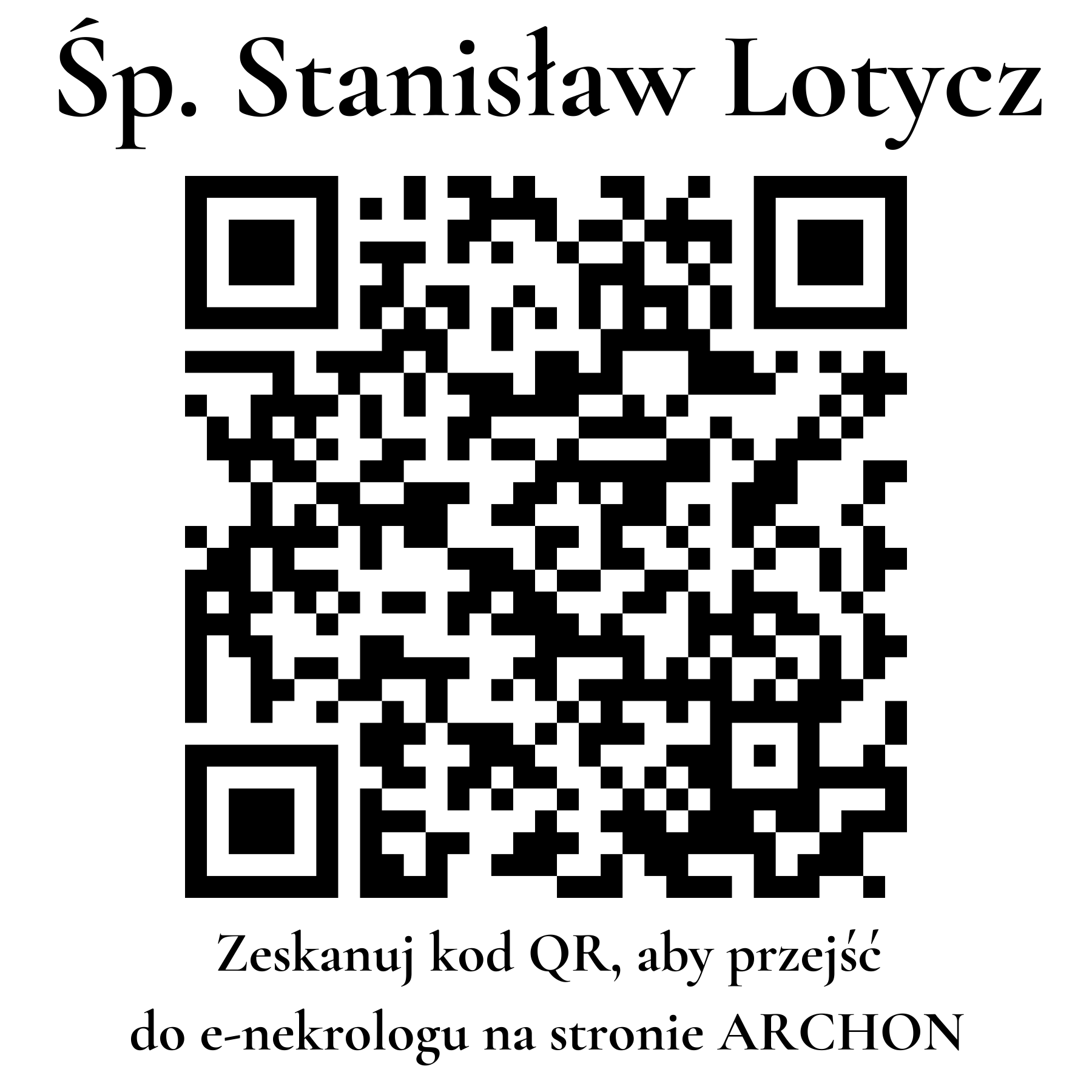 Kod QR do nekrologu Stanisław Lotycz
