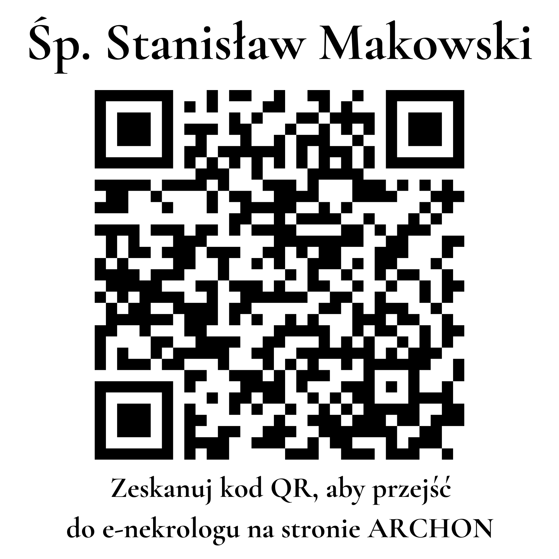 Kod QR do nekrologu Stanisław Makowski Kod QR do nekrologu Stanisław Makowski