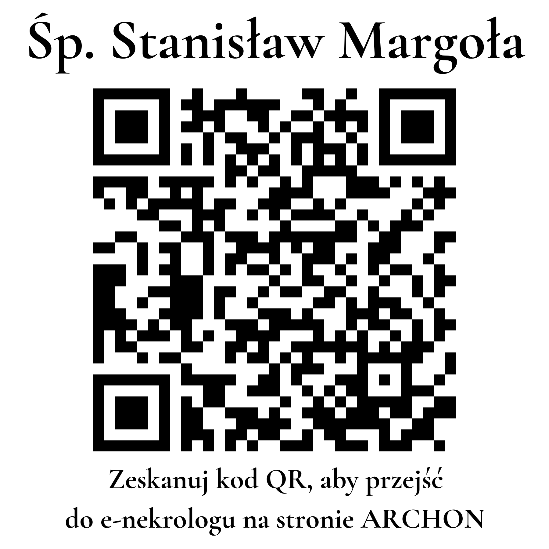 Kod QR do nekrologu Stanisław Margoła Kod QR do nekrologu Stanisław Margoła