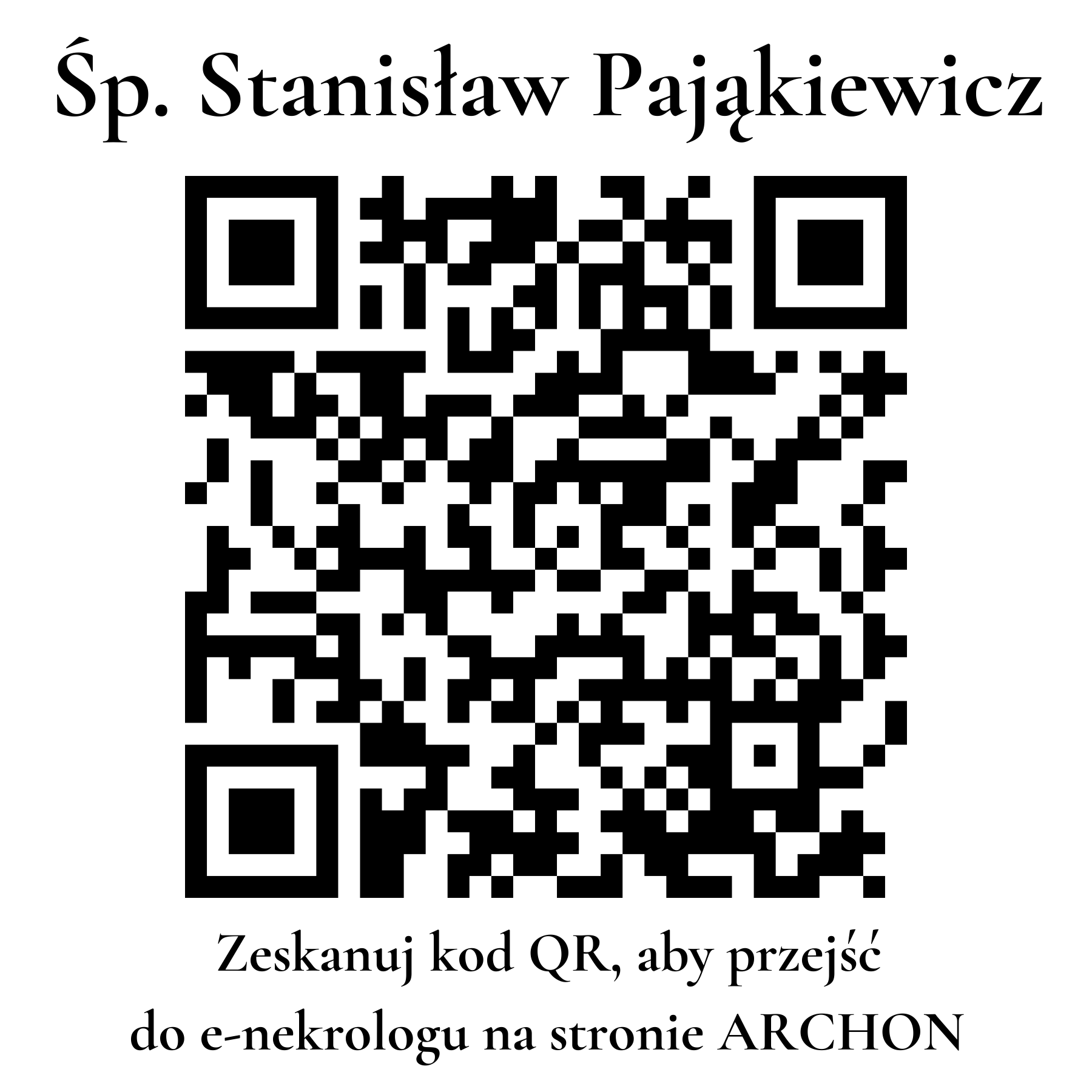 Kod QR do nekrologu Stanisław Pająkiewicz