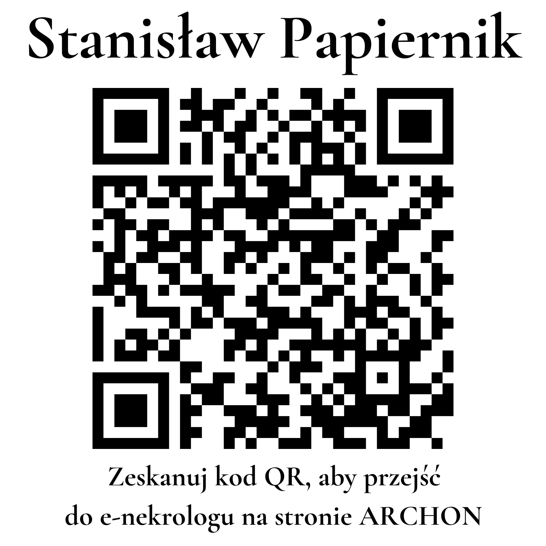 Kod QR do nekrologu Stanisław Papiernik Kod QR do nekrologu Stanisław Papiernik