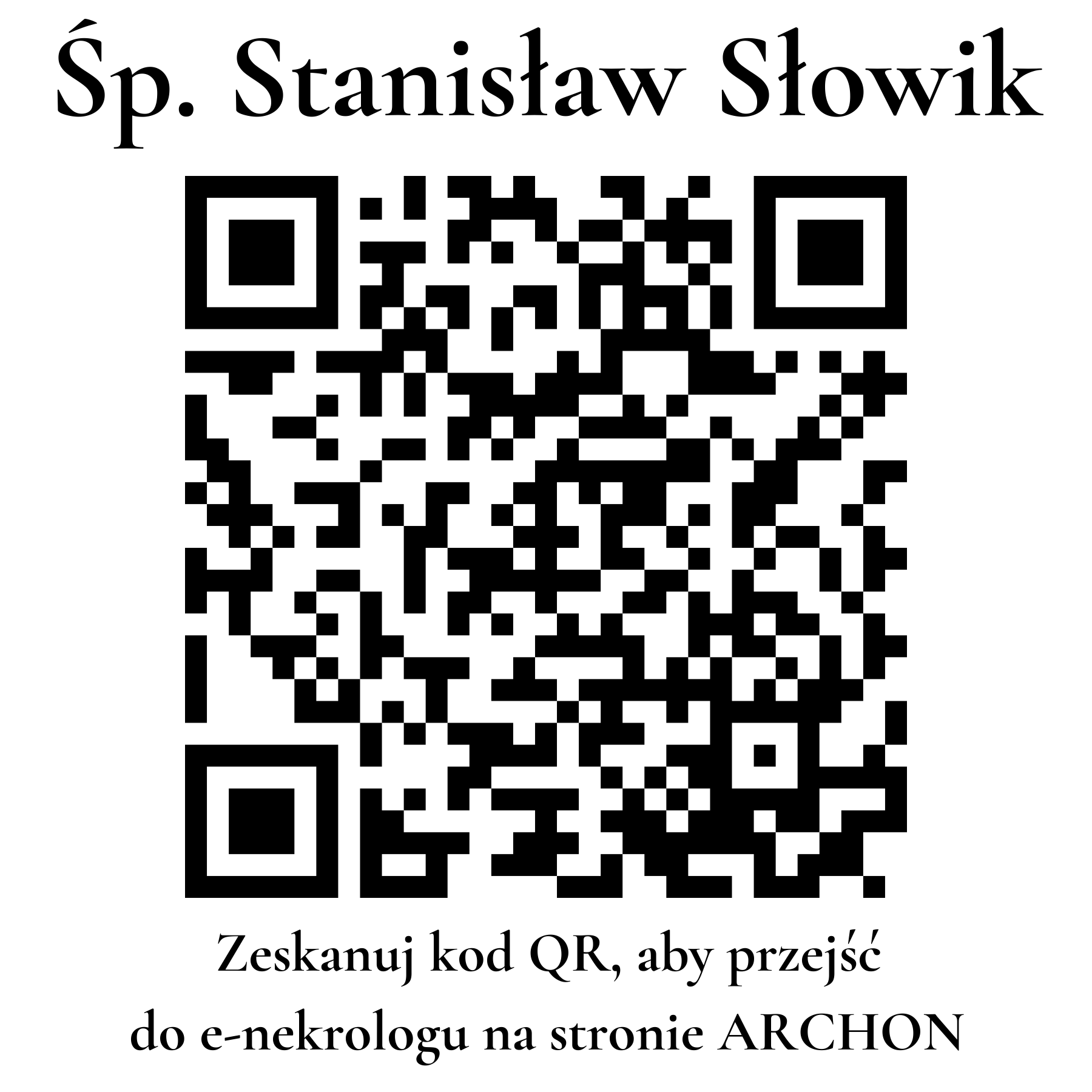 Kod QR do nekrologu Stanisław Słowik