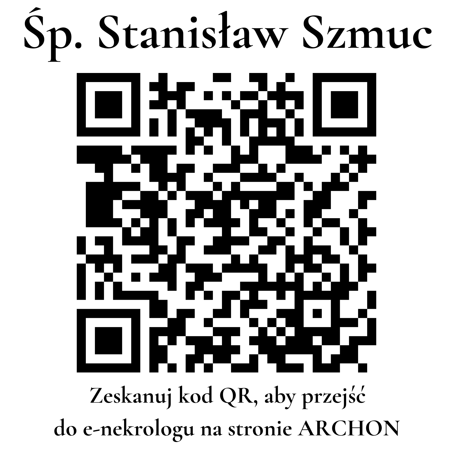 Kod QR do nekrologu Stanisław Szmuc